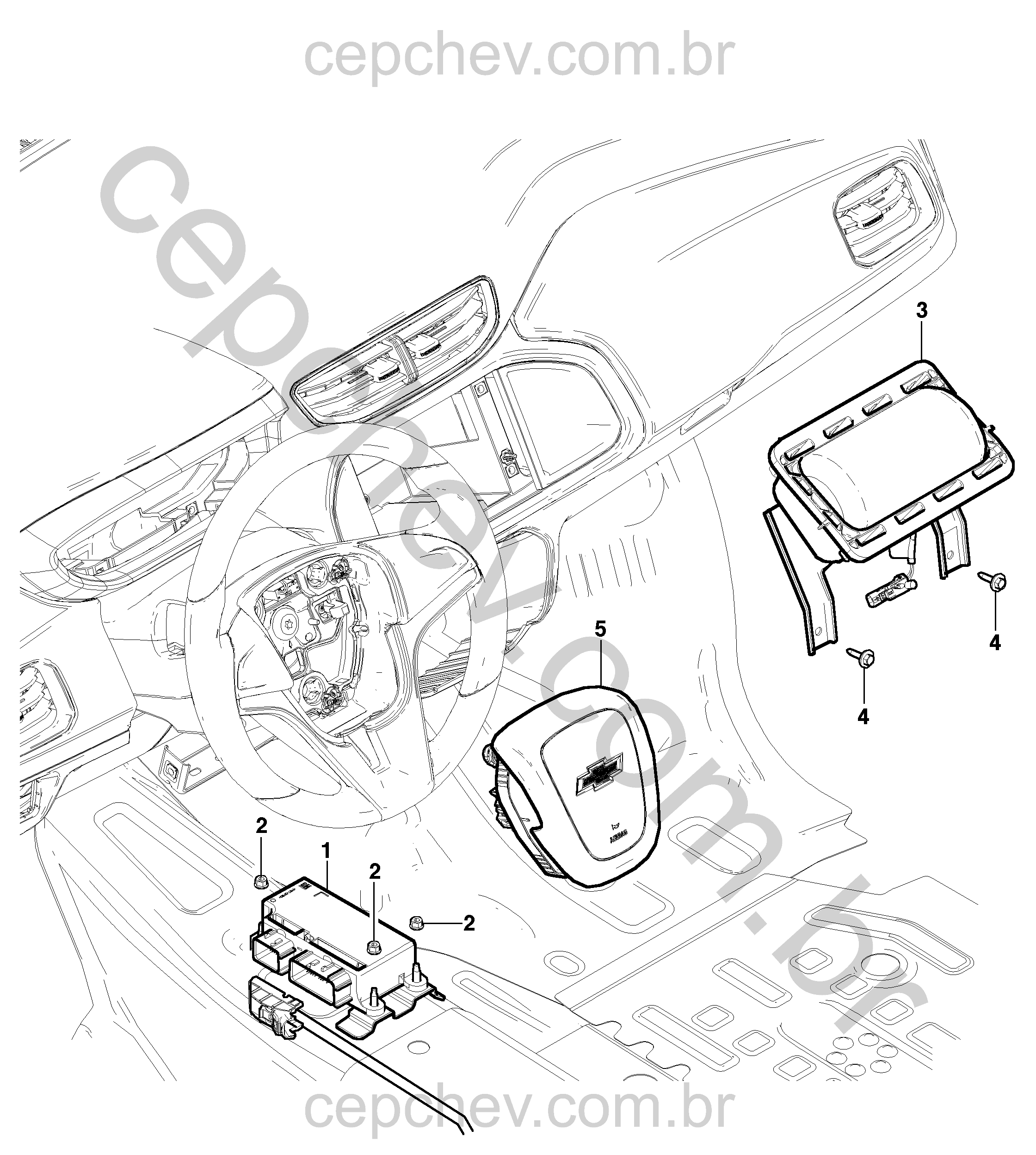 Sistema airbag motorista e passageiro com módulos e sensores completos