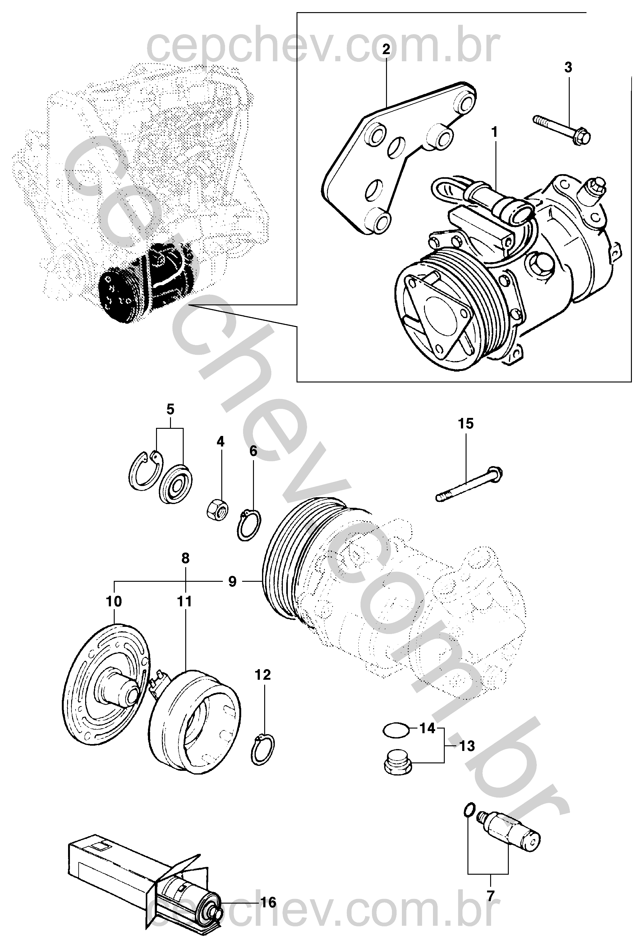 Compressor do ar-condicionado para motor diesel
