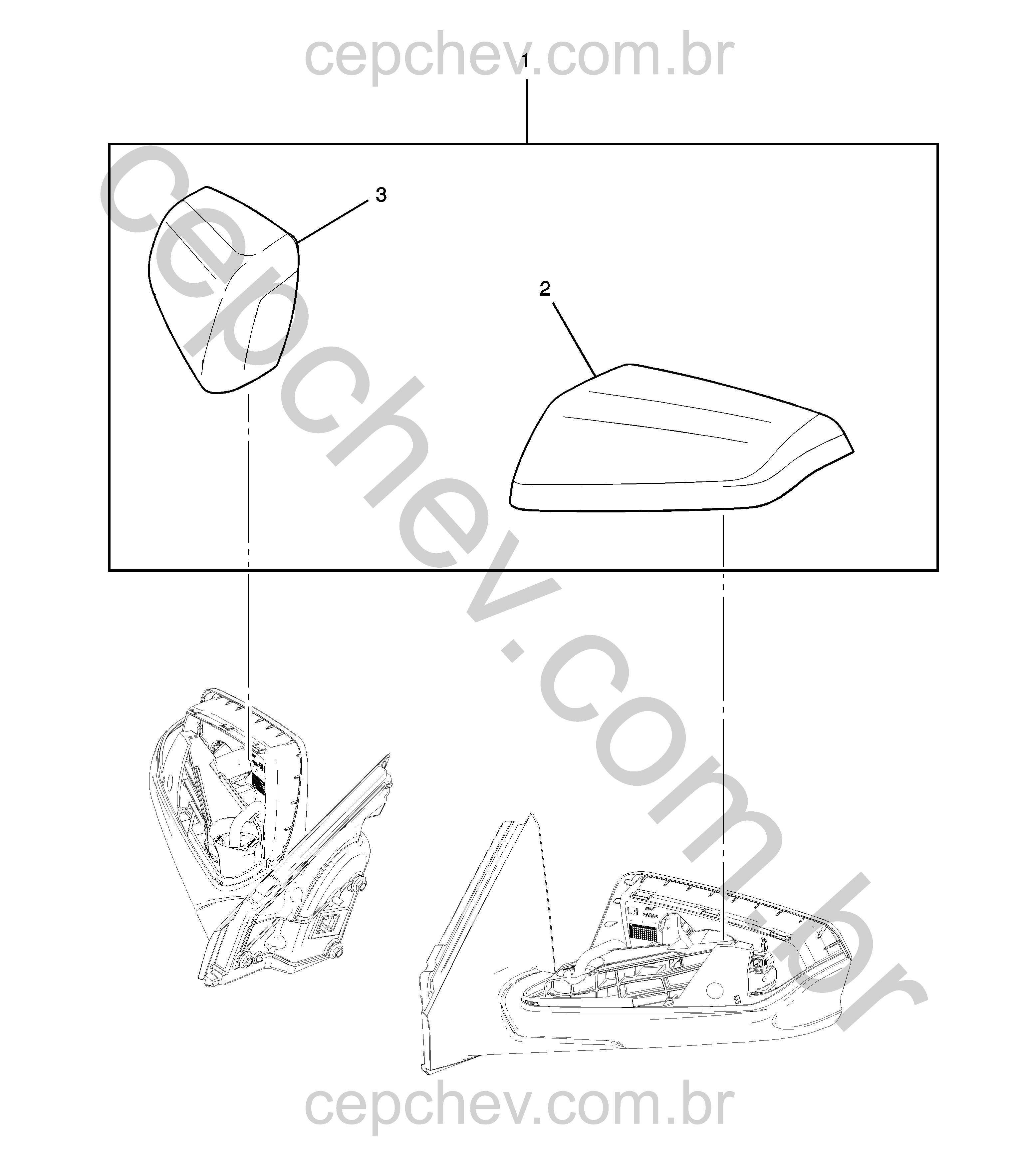 Pacote de acessórios para capa e acabamento do espelho retrovisor externo