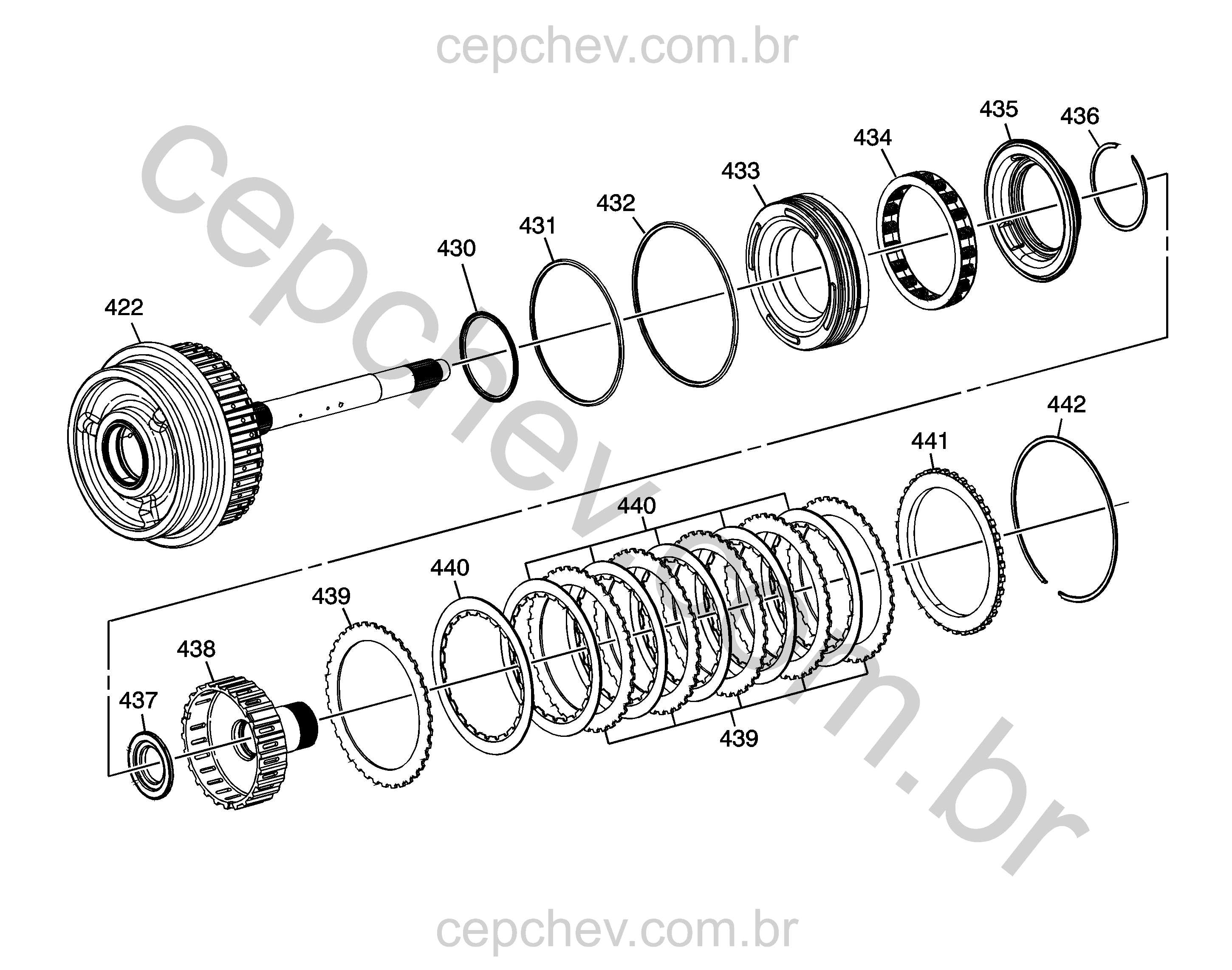 Transmissão automática 6T70 embreagem 4-5-6 (2010) peças e reparos completos