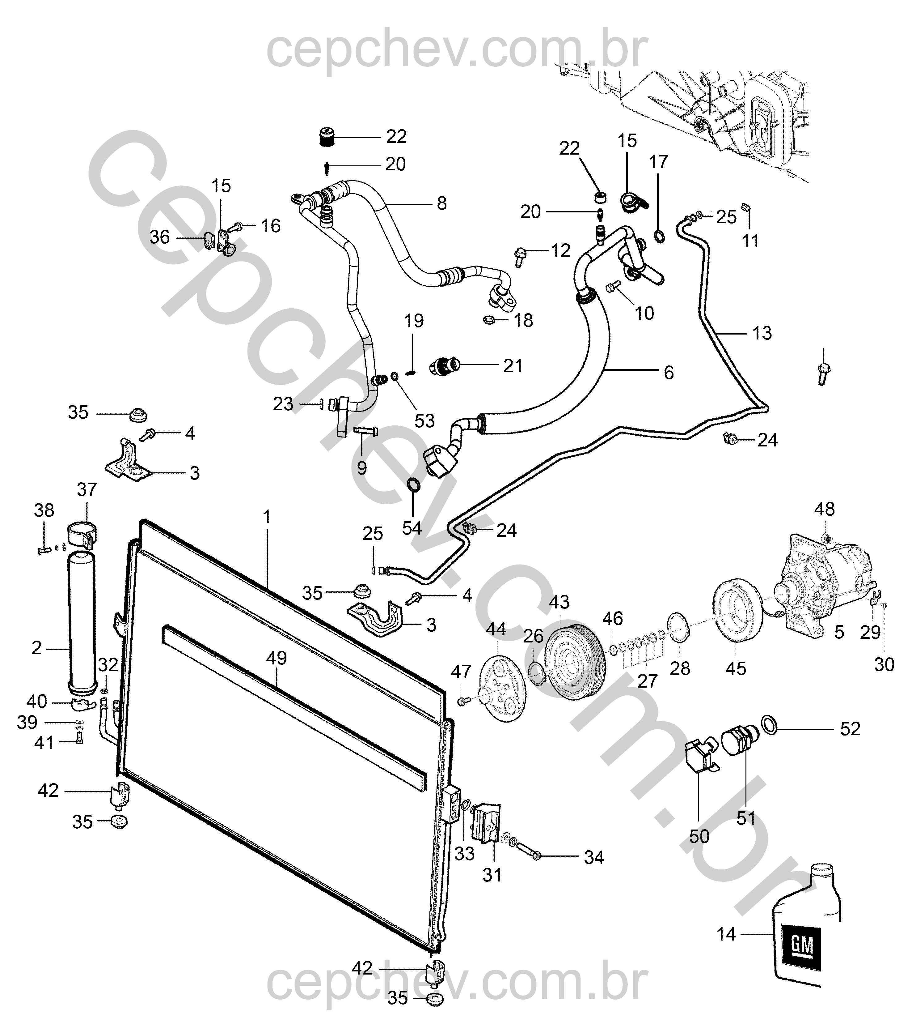 Sistema de refrigeração do ar-condicionado 2.8L diesel (LWH/LWN)