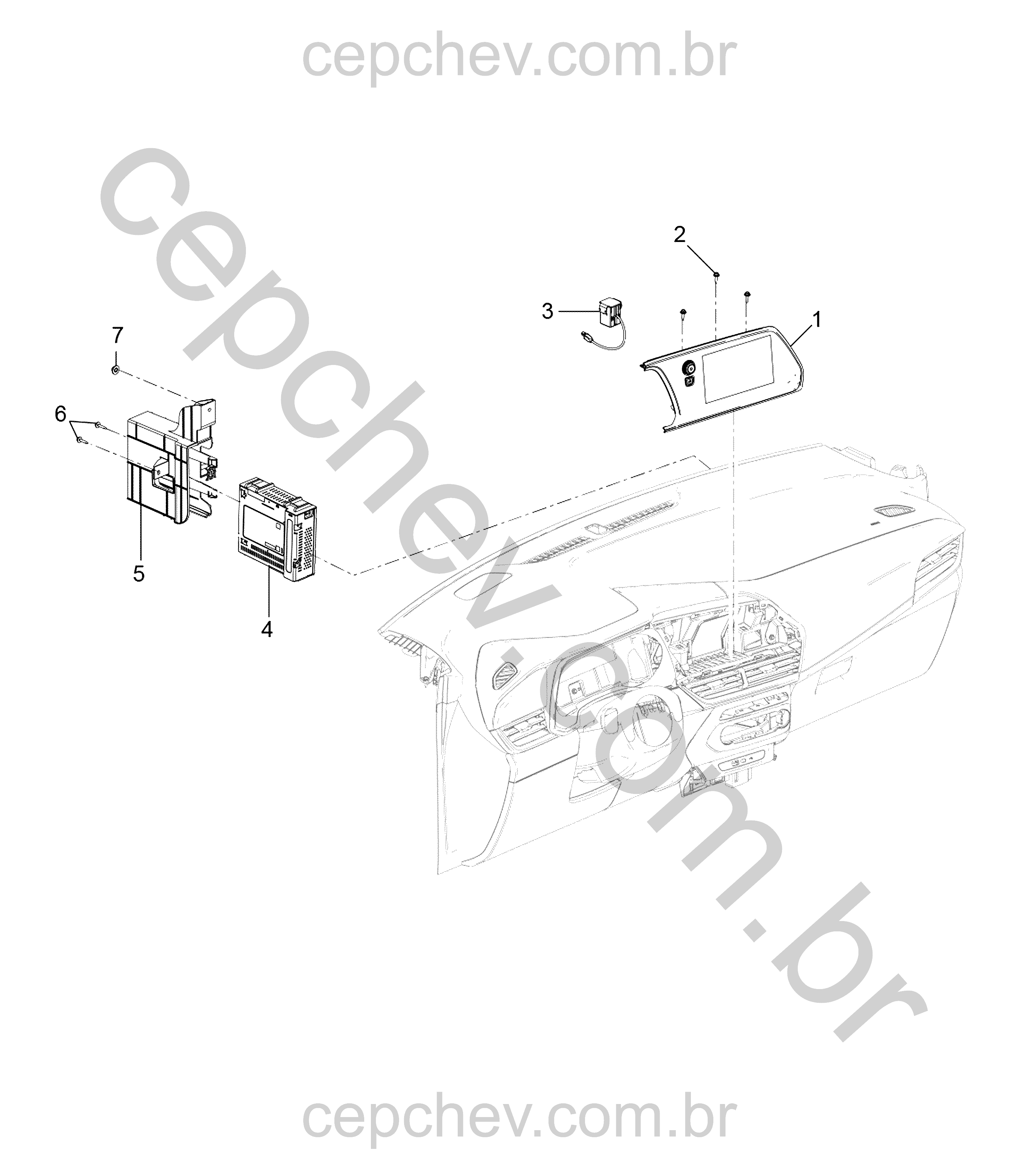 Conjunto rádio com receptor, controle, antena e suportes diversos