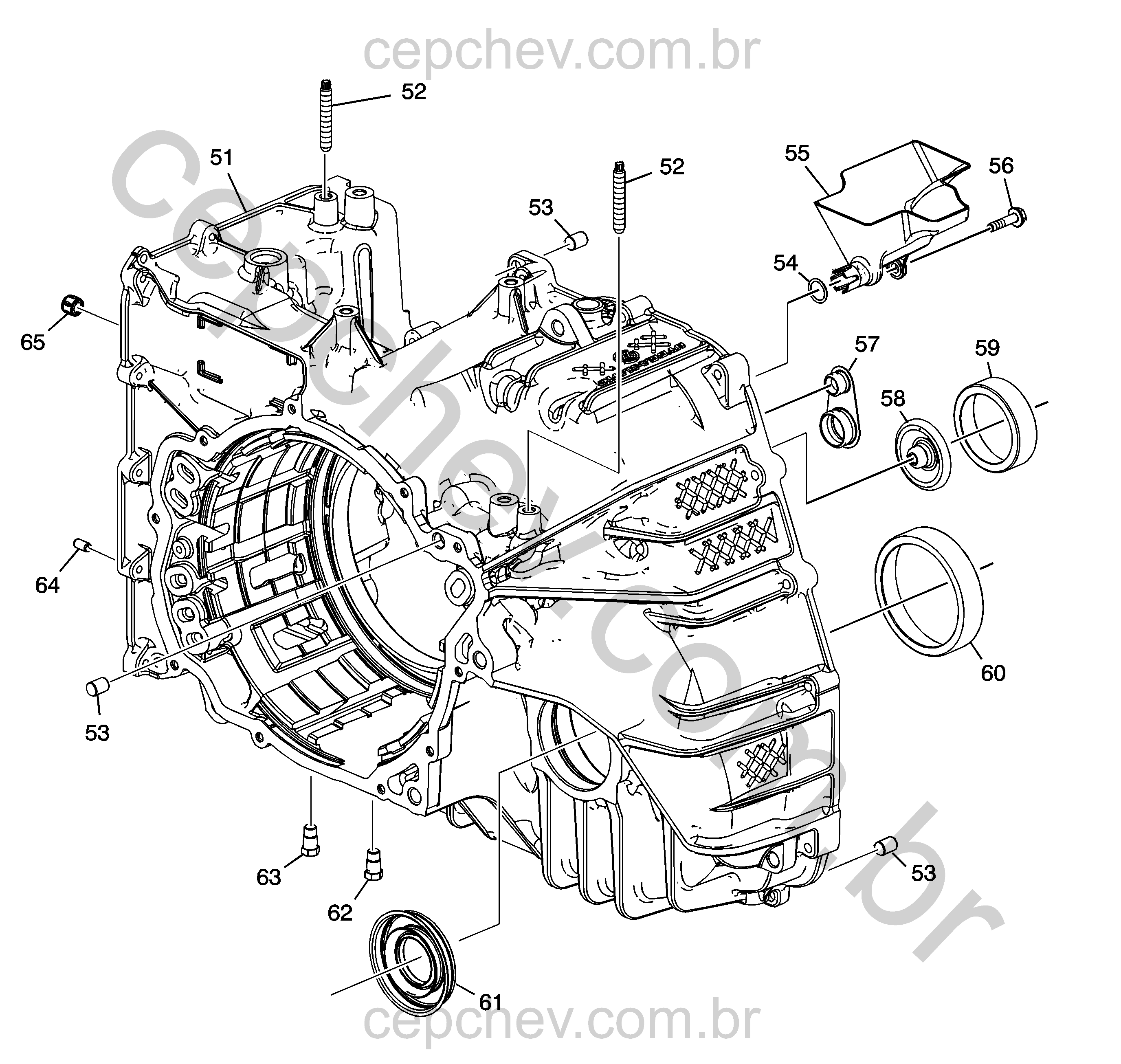 Transmissão automática 6T70 (2010) com conjunto caixa e componentes internos
