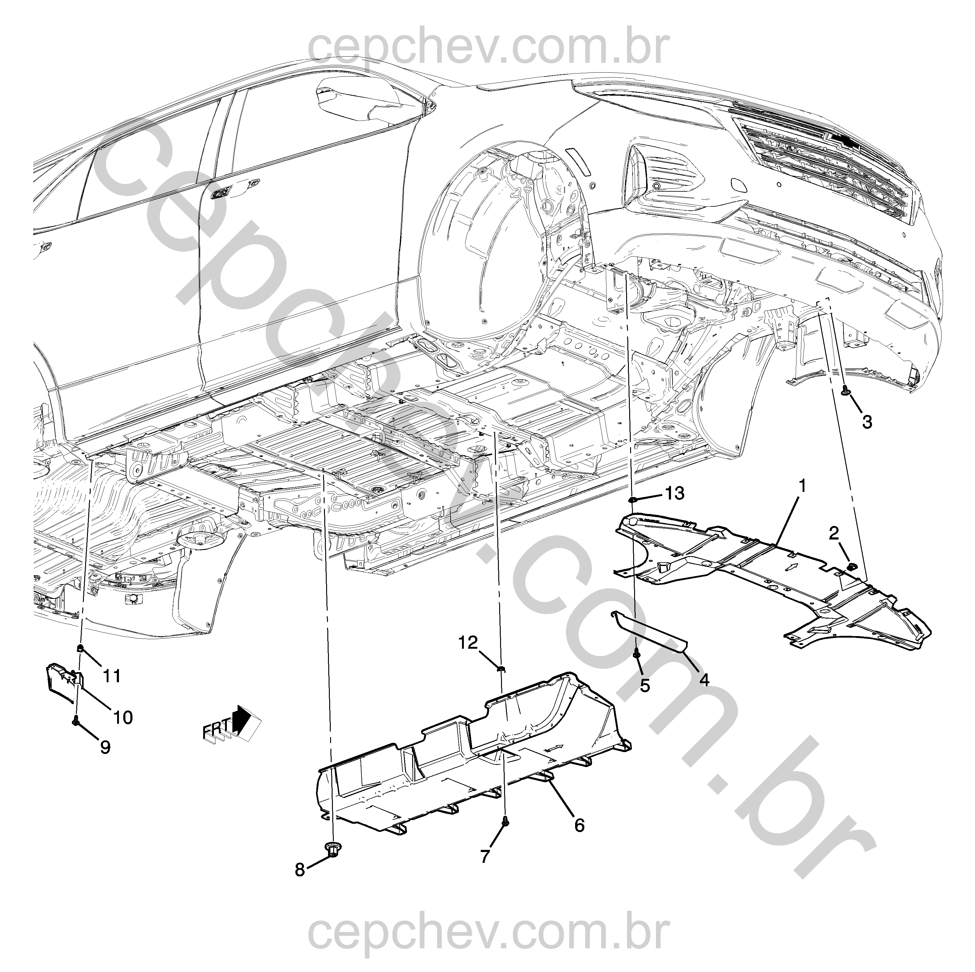 Defletores de ar e componentes da parte inferior da carroceria (exceto proteção chassi XL4)