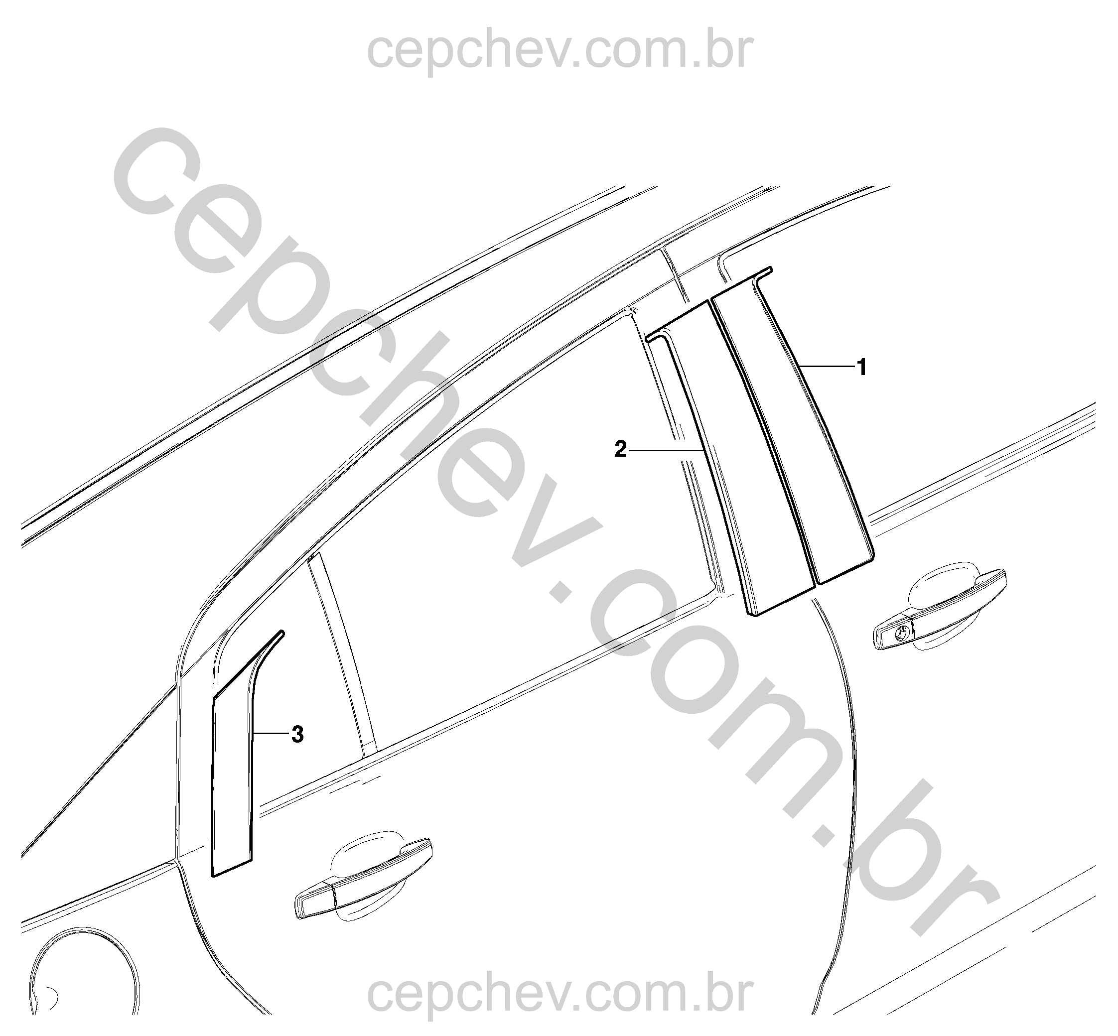 Faixas e estrutura de janela para carroceria (2010) CG, CH, CJ48