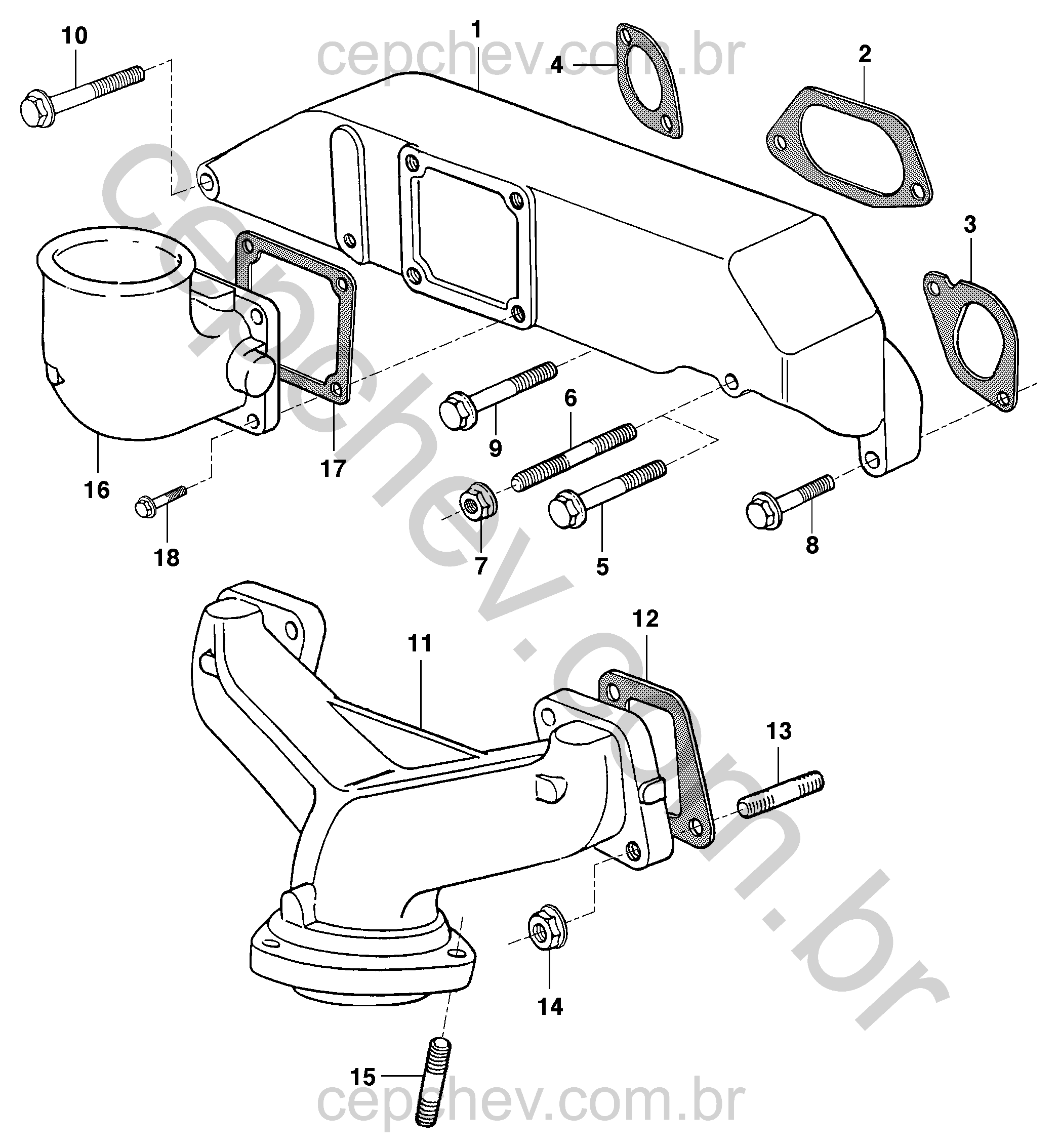 Coletor de admissão e escape para motor diesel L4A Maxion