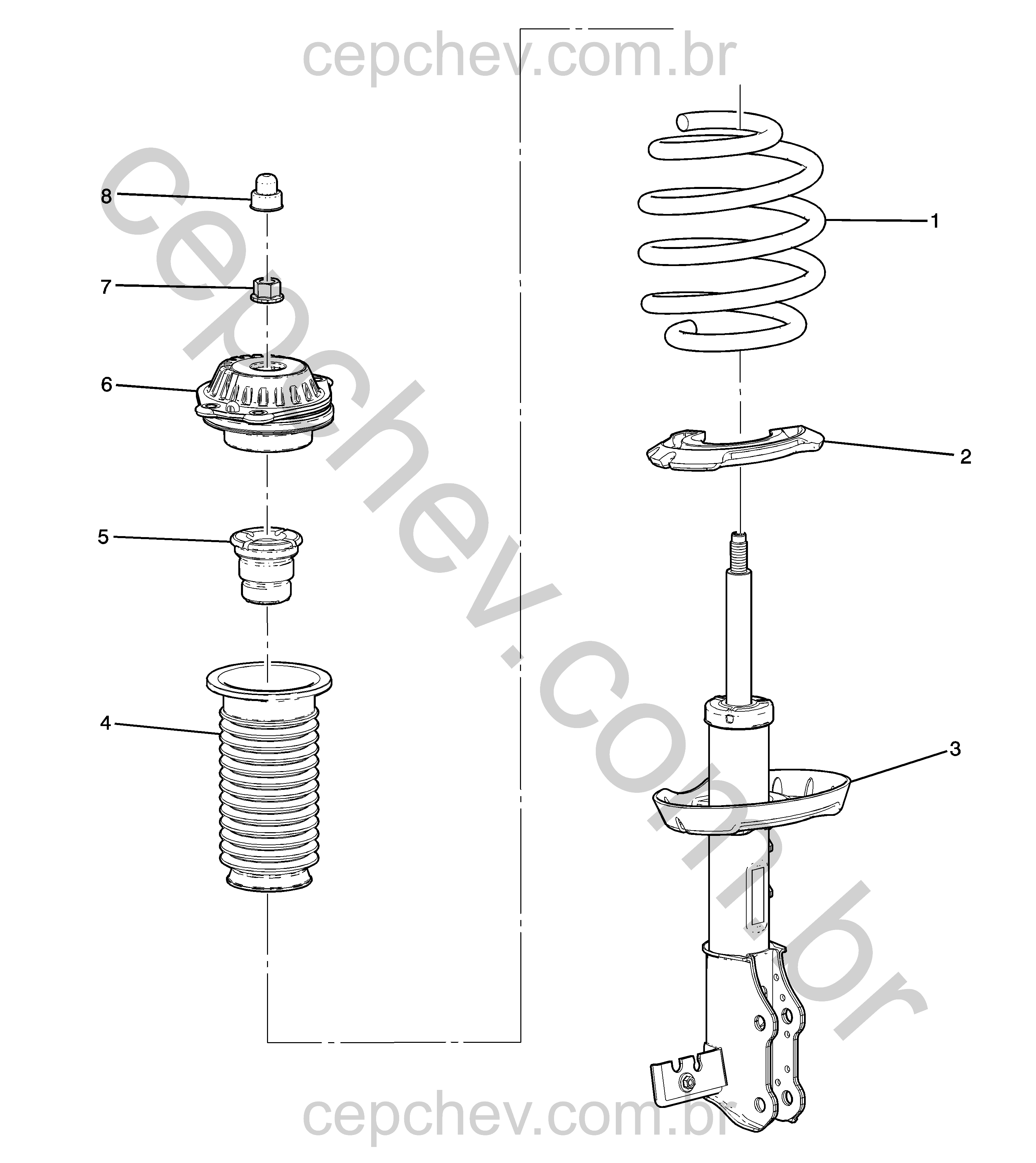 Conjunto escora dianteira e suspensão (2018–2021) XH, XJ26