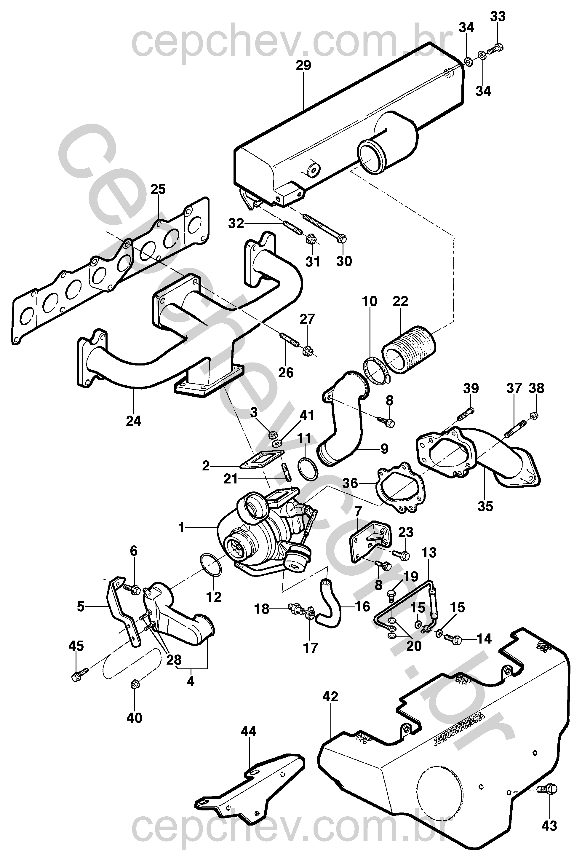 Coletor de admissão e escape e turbo LK6 para motor diesel