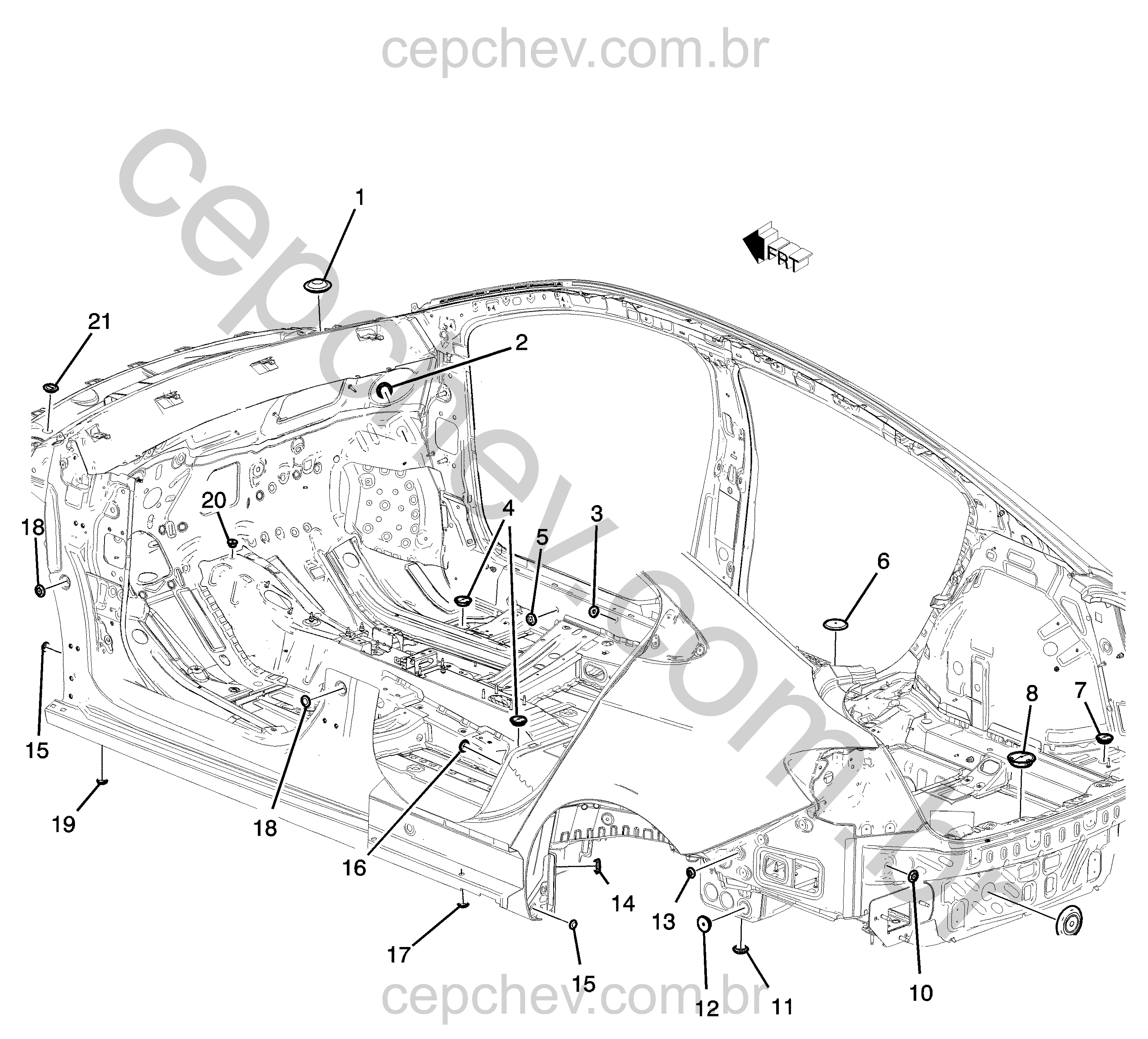 Bujões e orifícios para drenagem e vedação da carroceria (20–46 mm)
