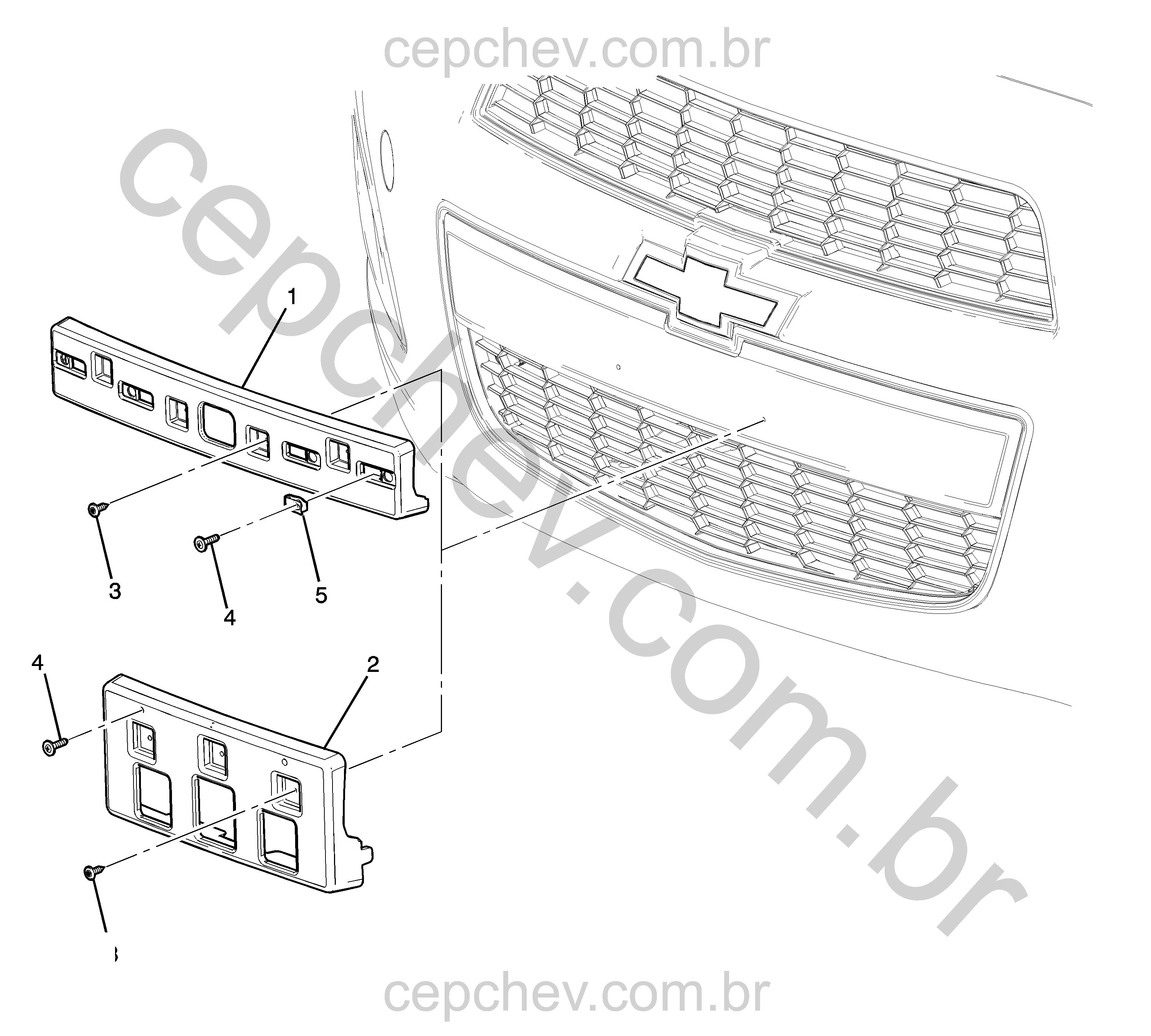 Fixação e suporte para placa de licença dianteira