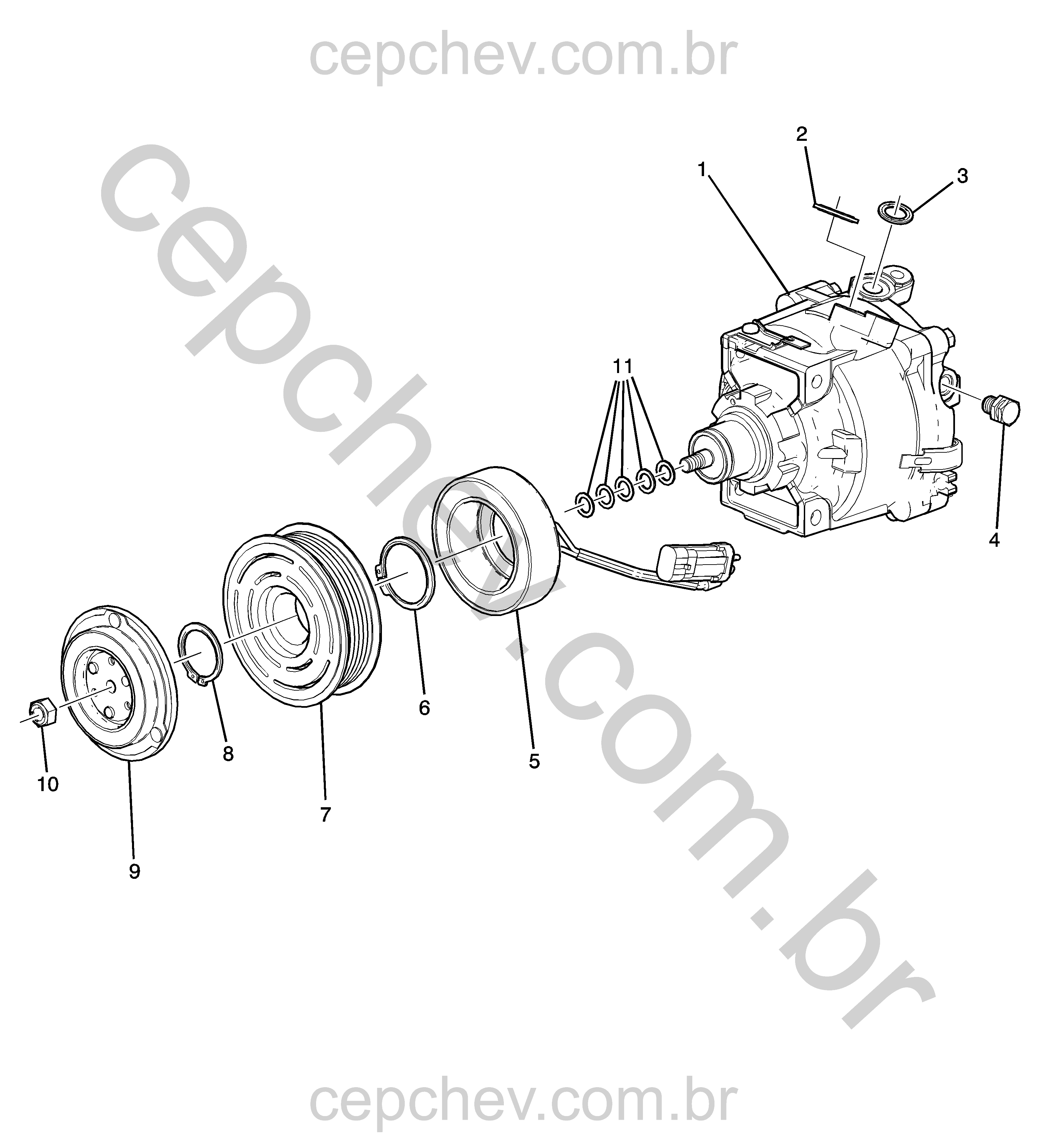Compressor e componentes do ar-condicionado (LFH/1.8W) (2014)
