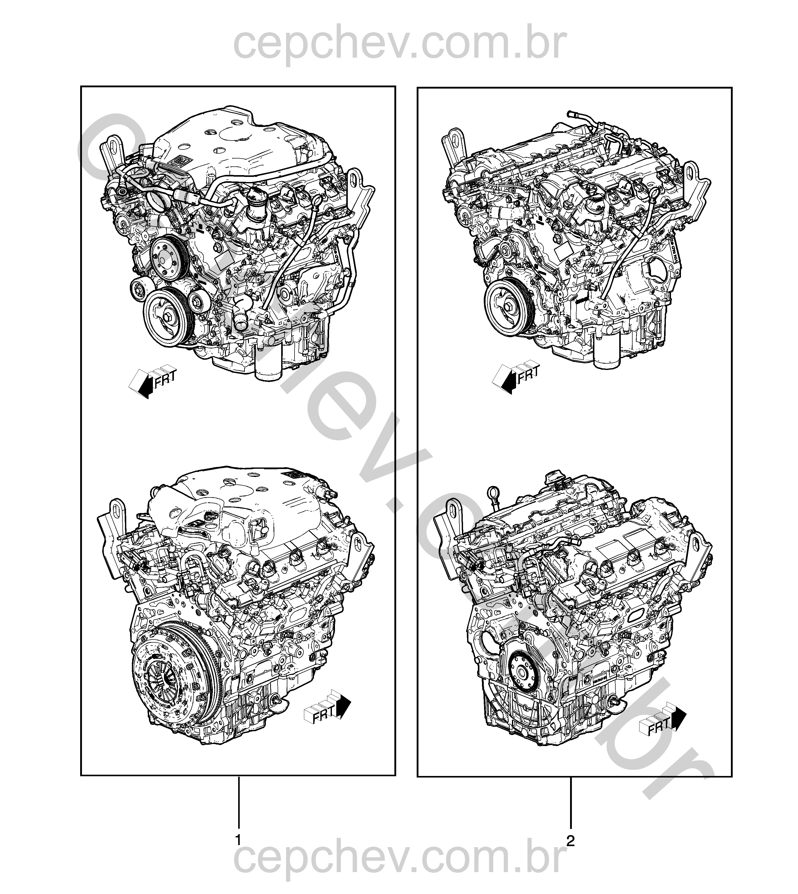 Conjunto motor 2.0L gasolina e motor parcial (LGX/3.6S, manual M13)