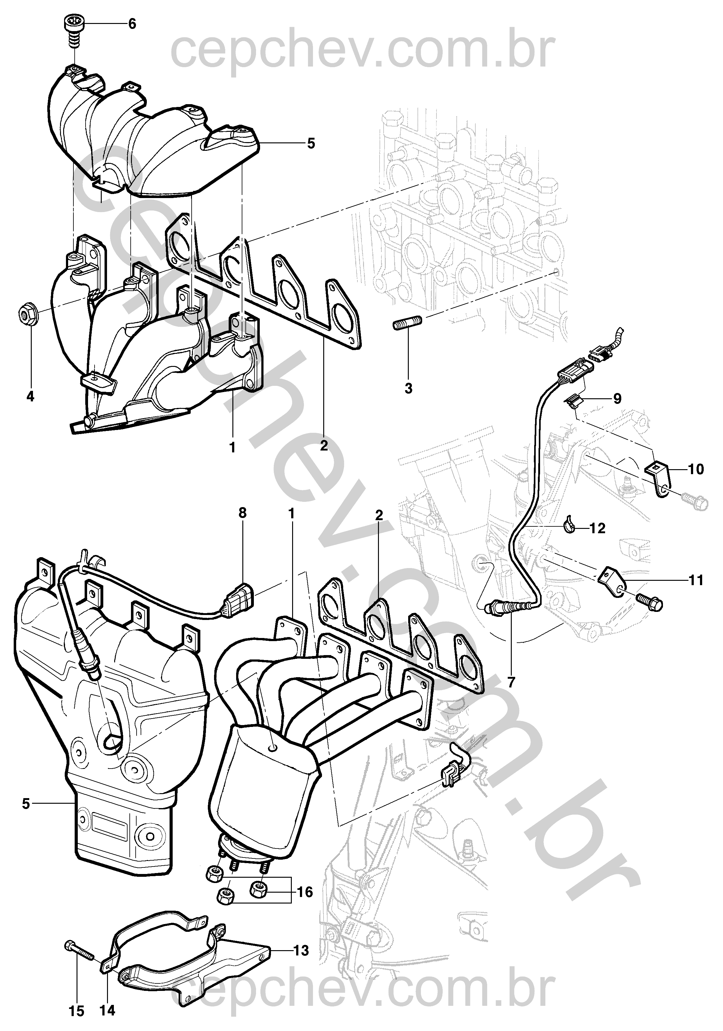 Coletor de escape - motor 8V