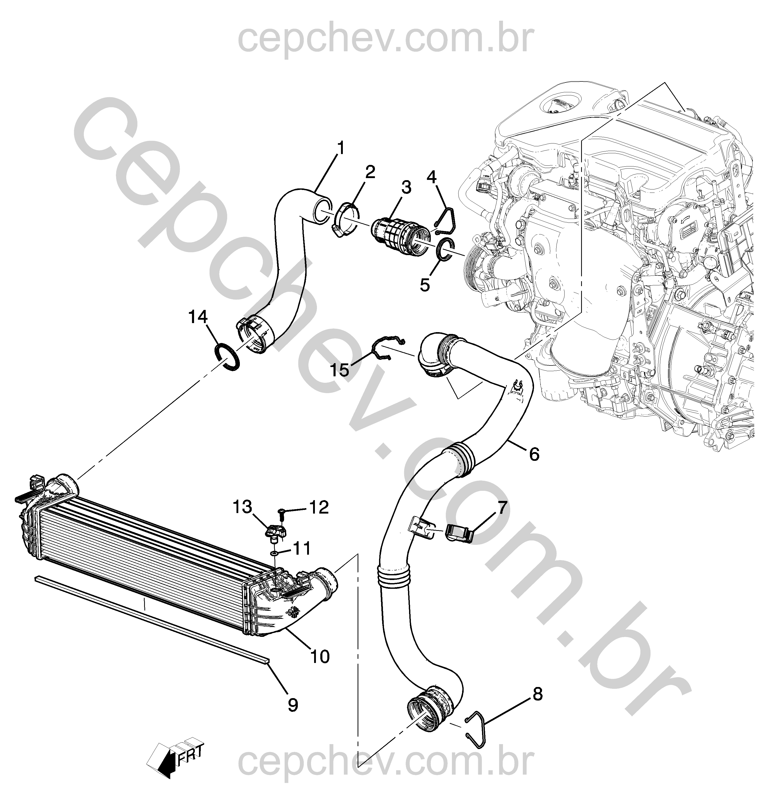 Sistema intercooler e resfriamento do ar de carga do turboalimentador
