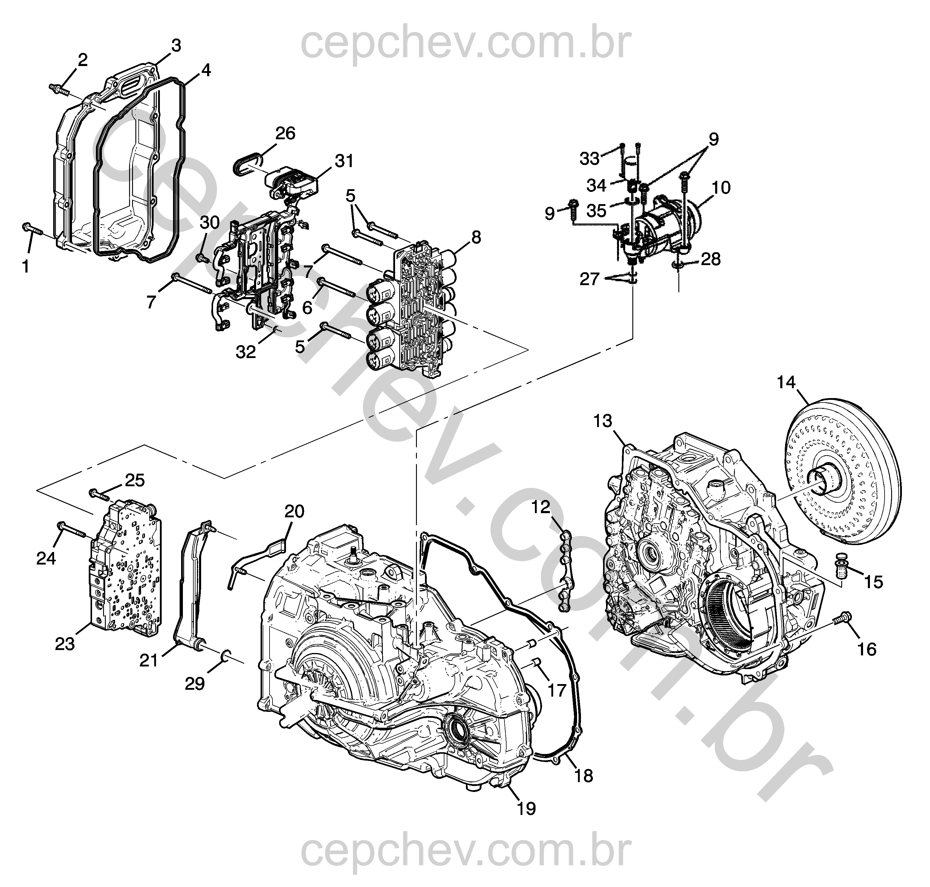 Transmissão automática (2020–2021) e peças associadas M3D XJ26