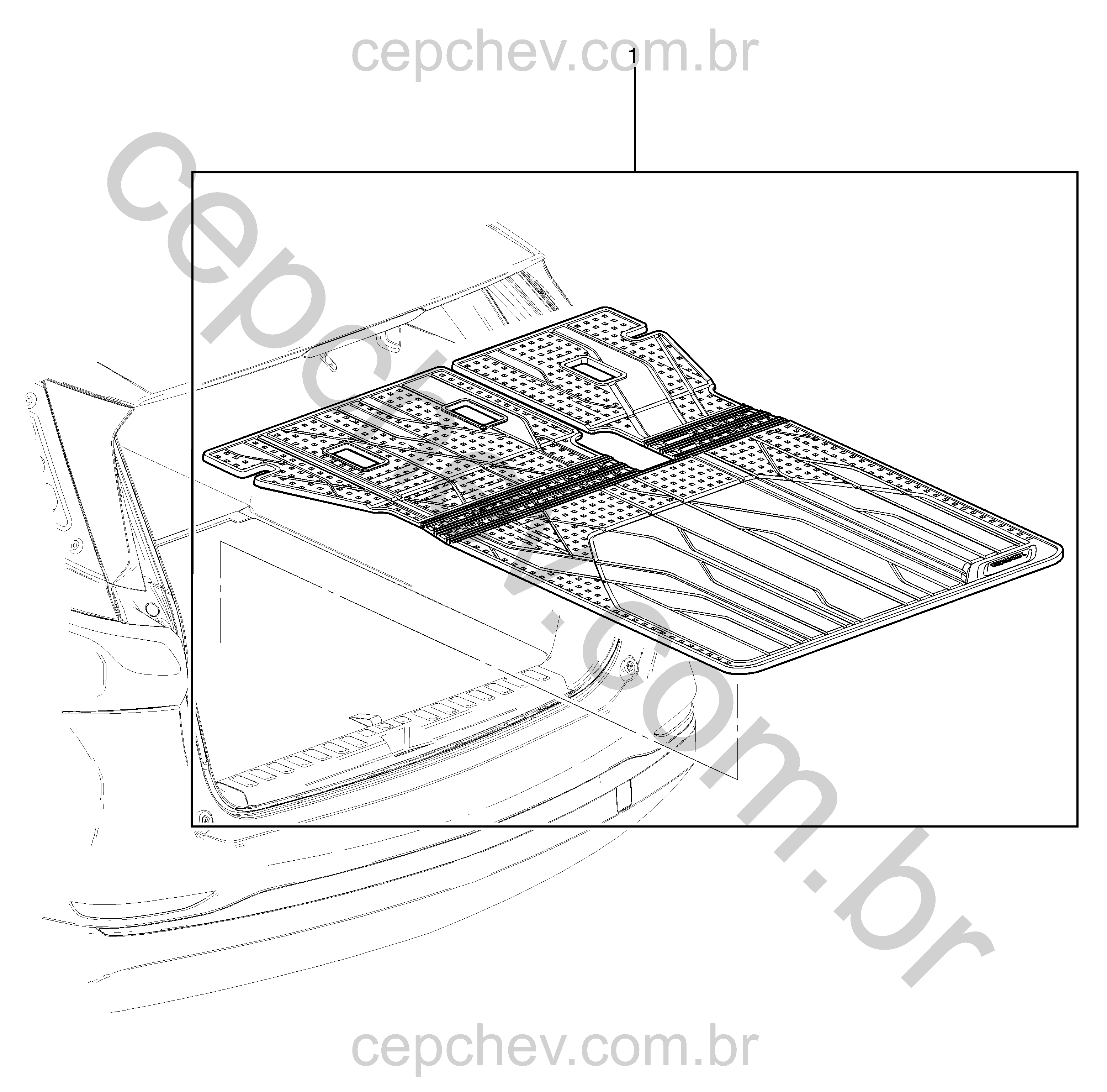 Depósito do assoalho do compartimento traseiro e pacote da bandeja