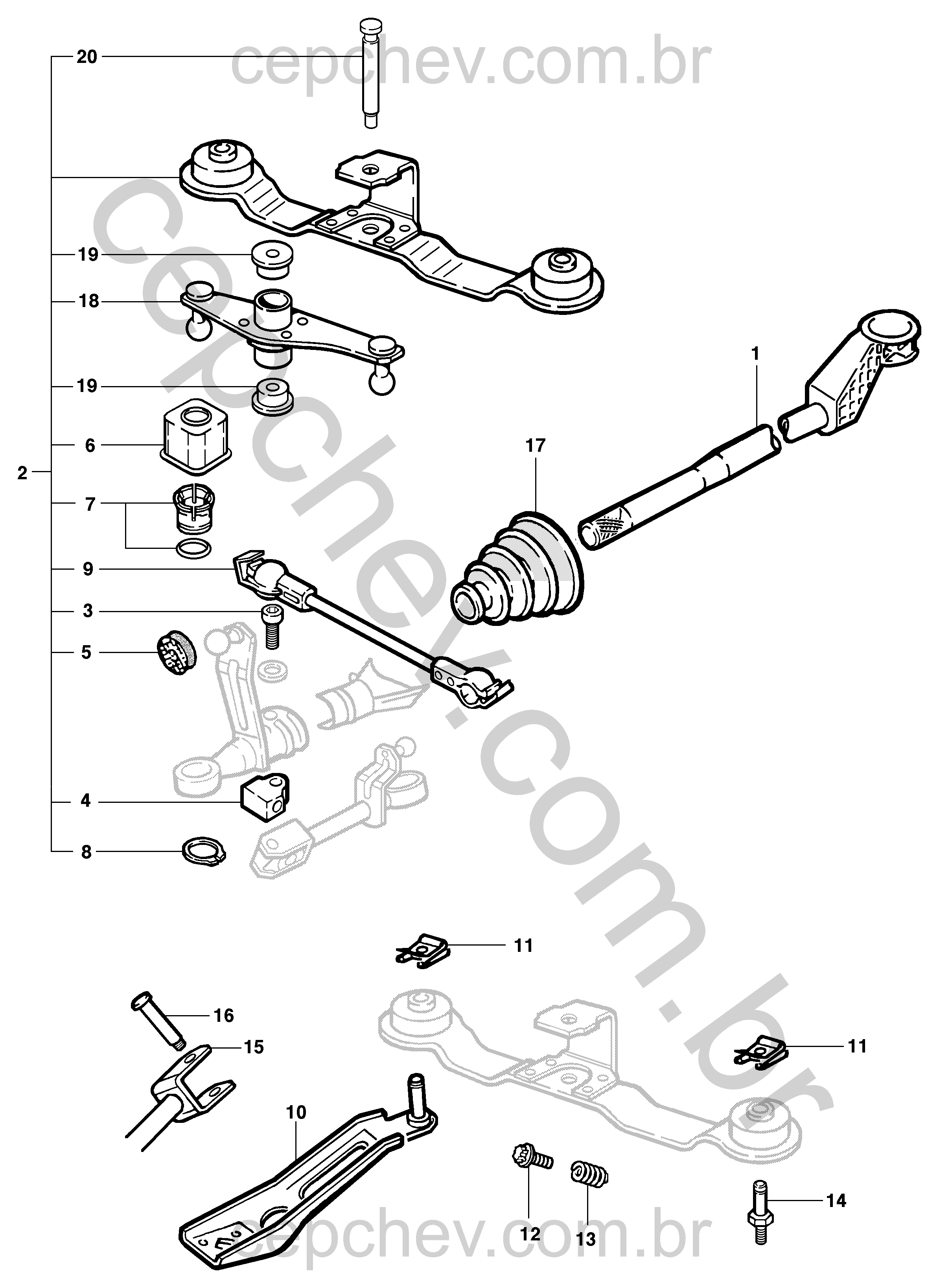 Transmissão M79 controle (1999–2000) peças de suporte e fixação