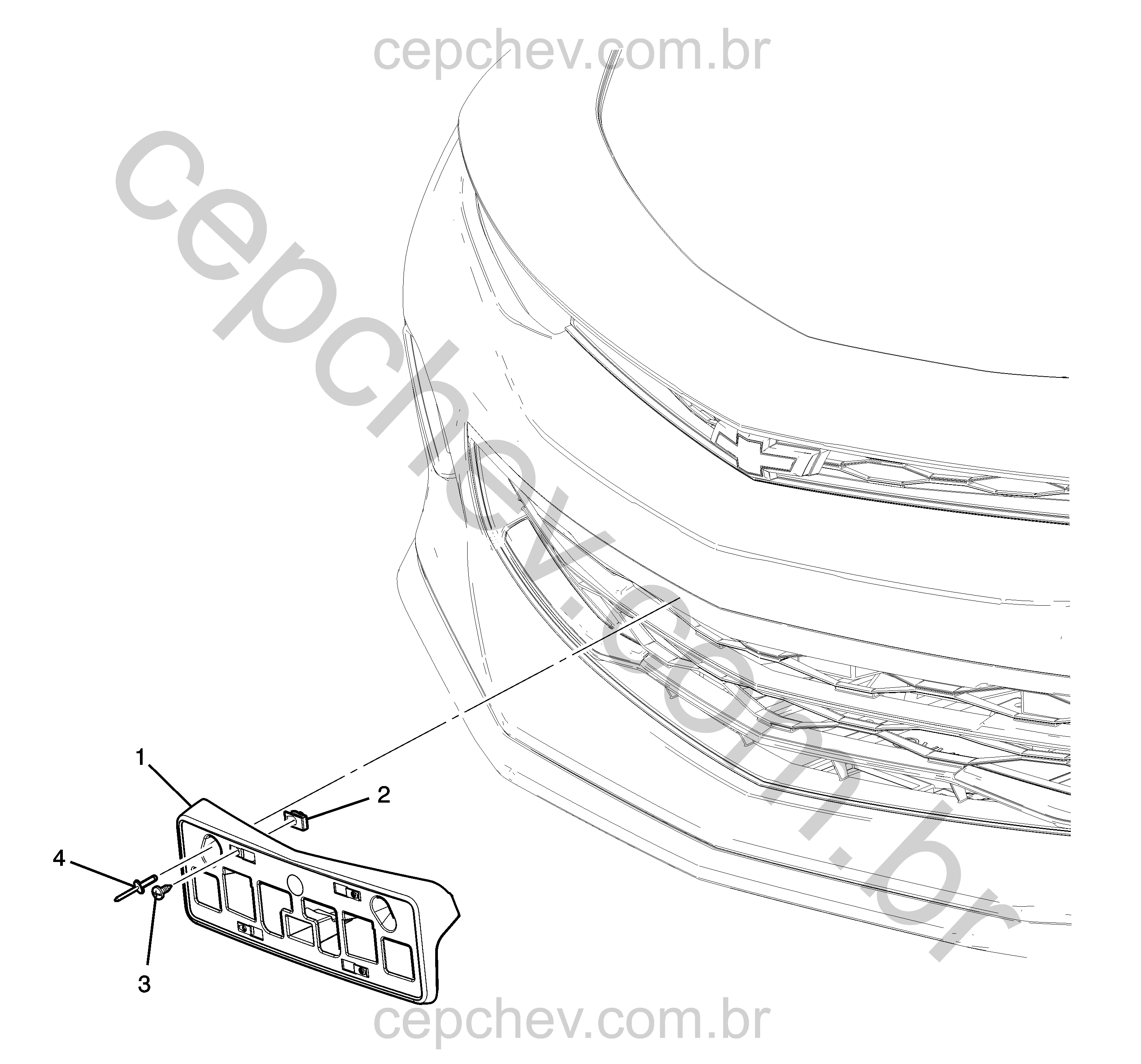 Fixação para placa dianteira com suporte, parafuso e porca M6
