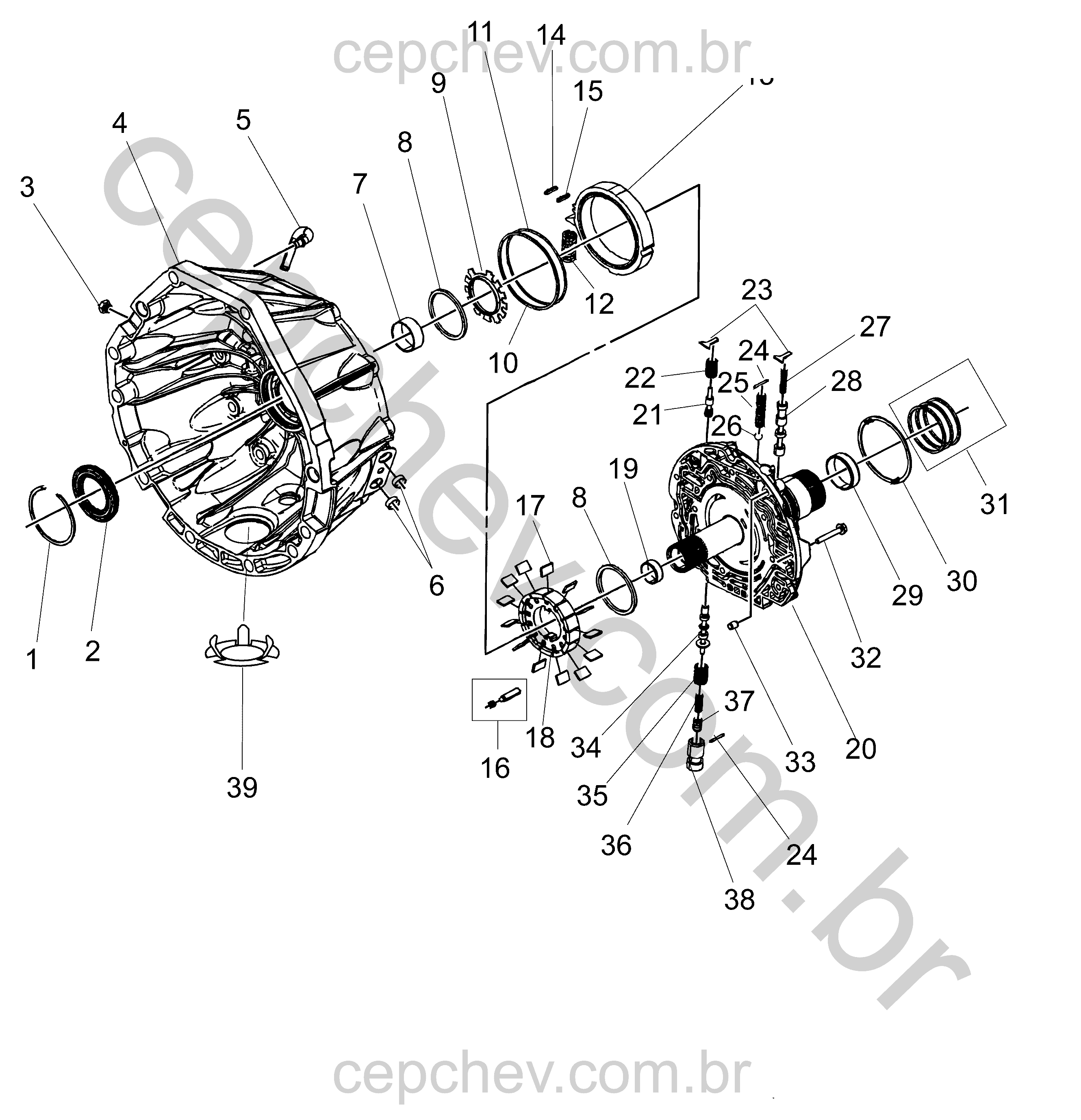 Transmissão automática conversor de torque e bomba de fluido (17,9 mm)