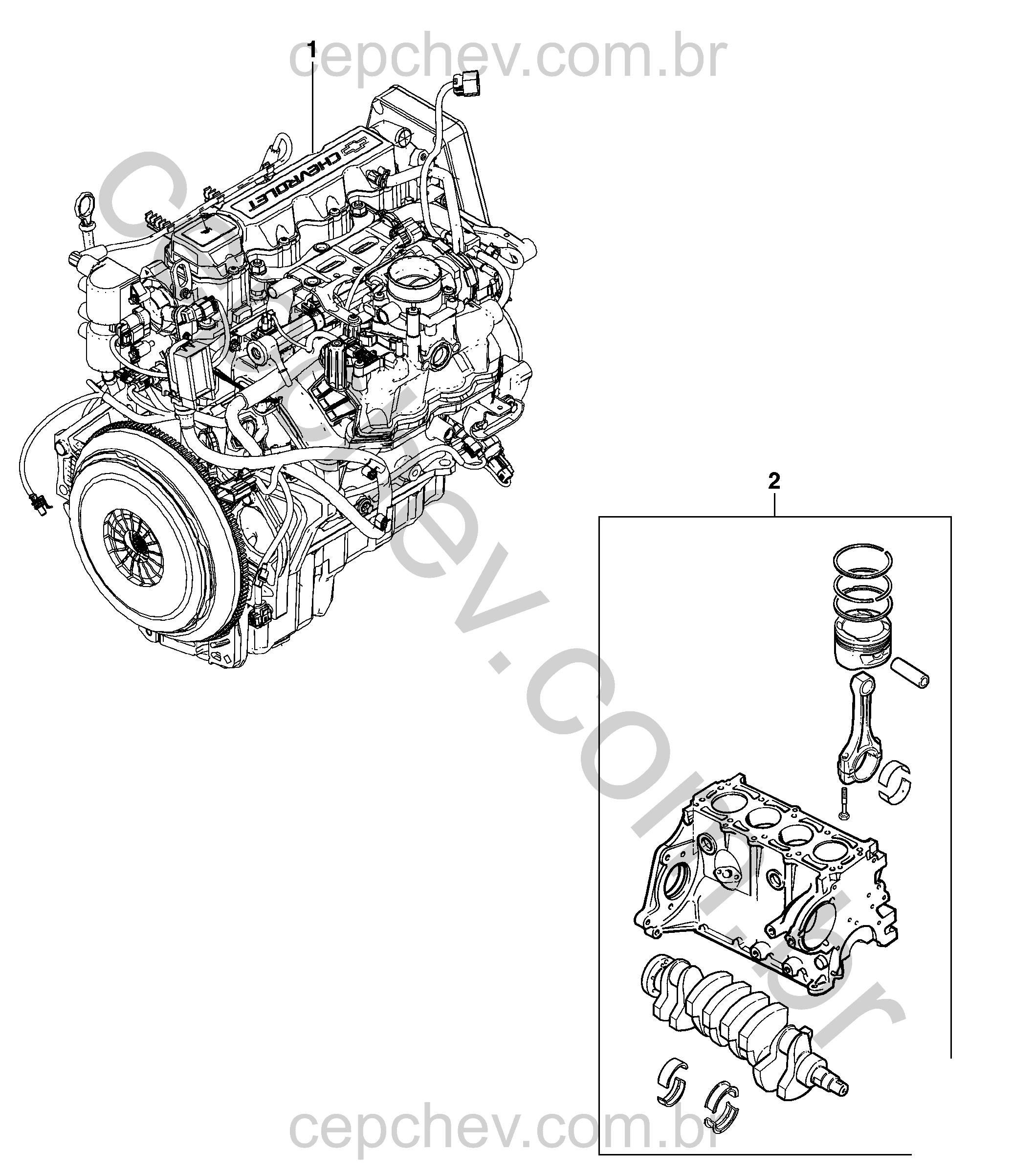 Conjunto motor e motor parcial 1.4 e 1.8 L (2015–2021)