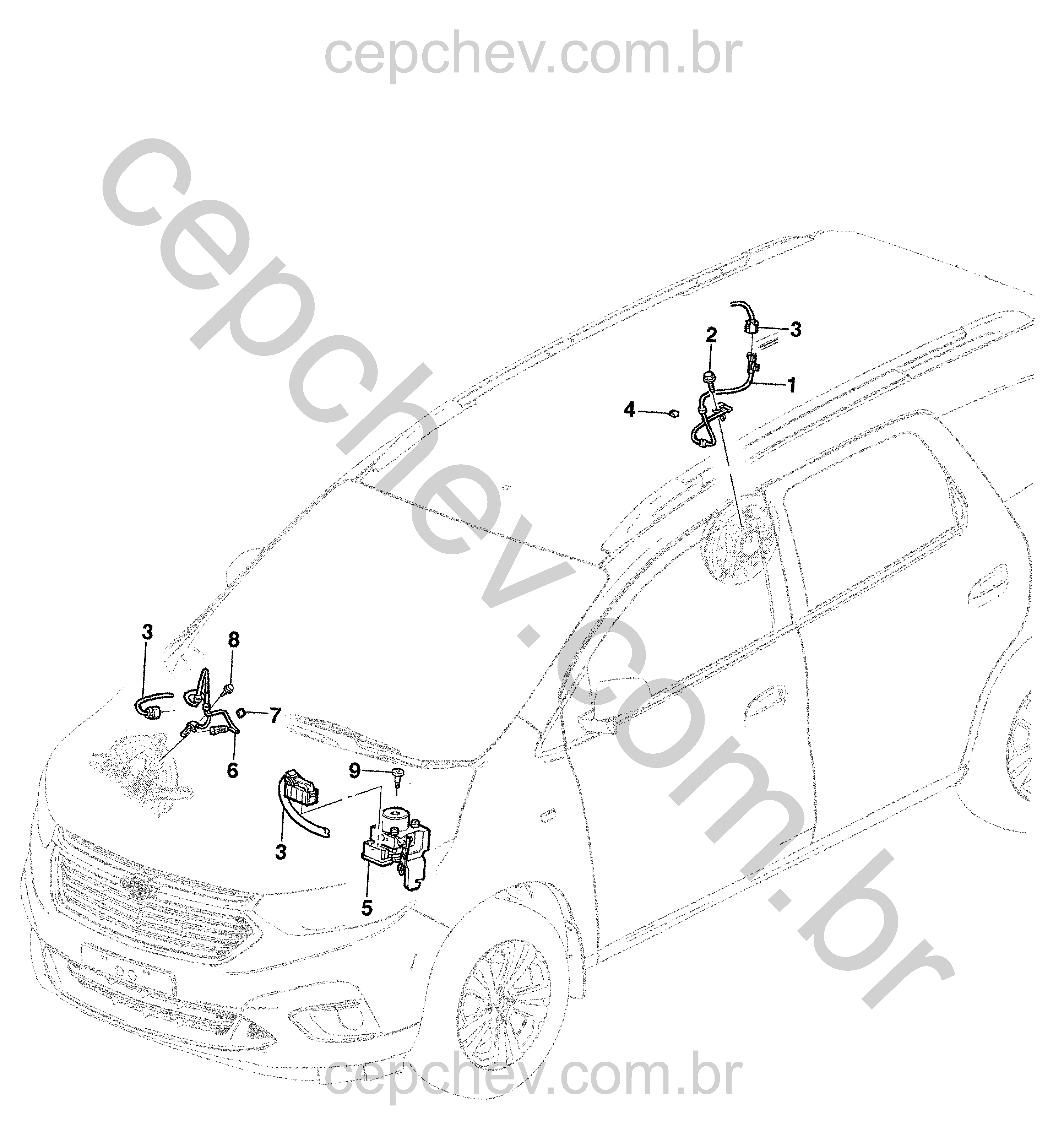 Sistema elétrico dos freios (2019–2024) com sensores e válvula moduladora