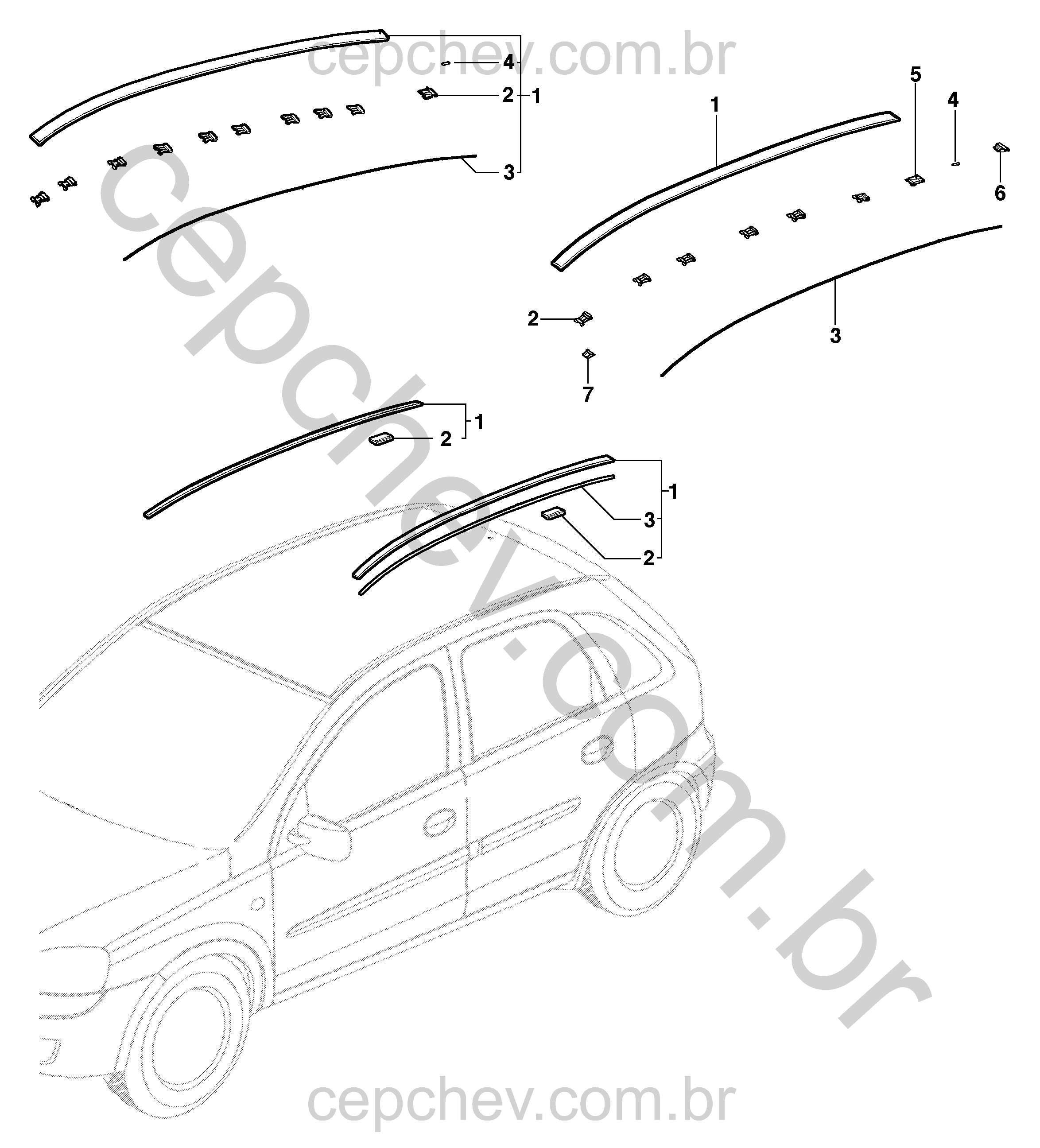 Acabamento externo do teto sedan e hatch