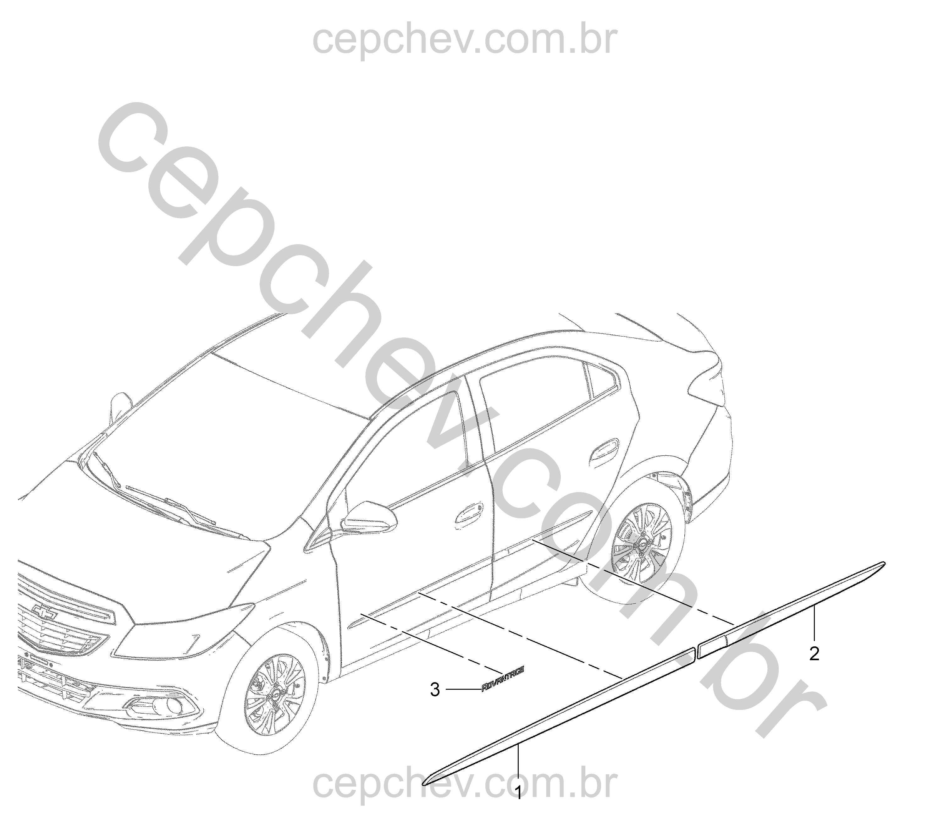 Molduras e emblemas para carroceria série Advantage