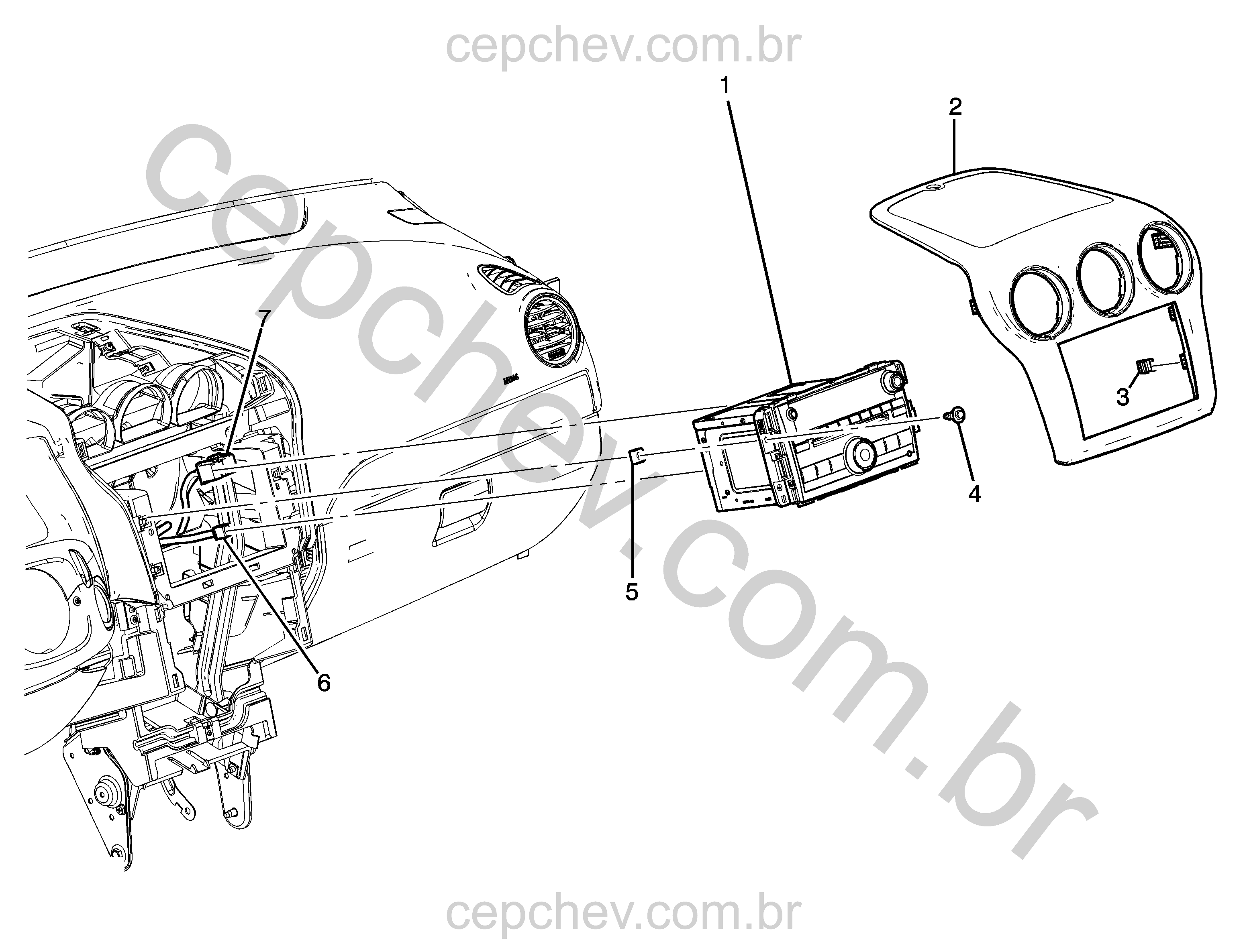 Fixação e fiação do rádio e painel instrumentos (2011–2013)
