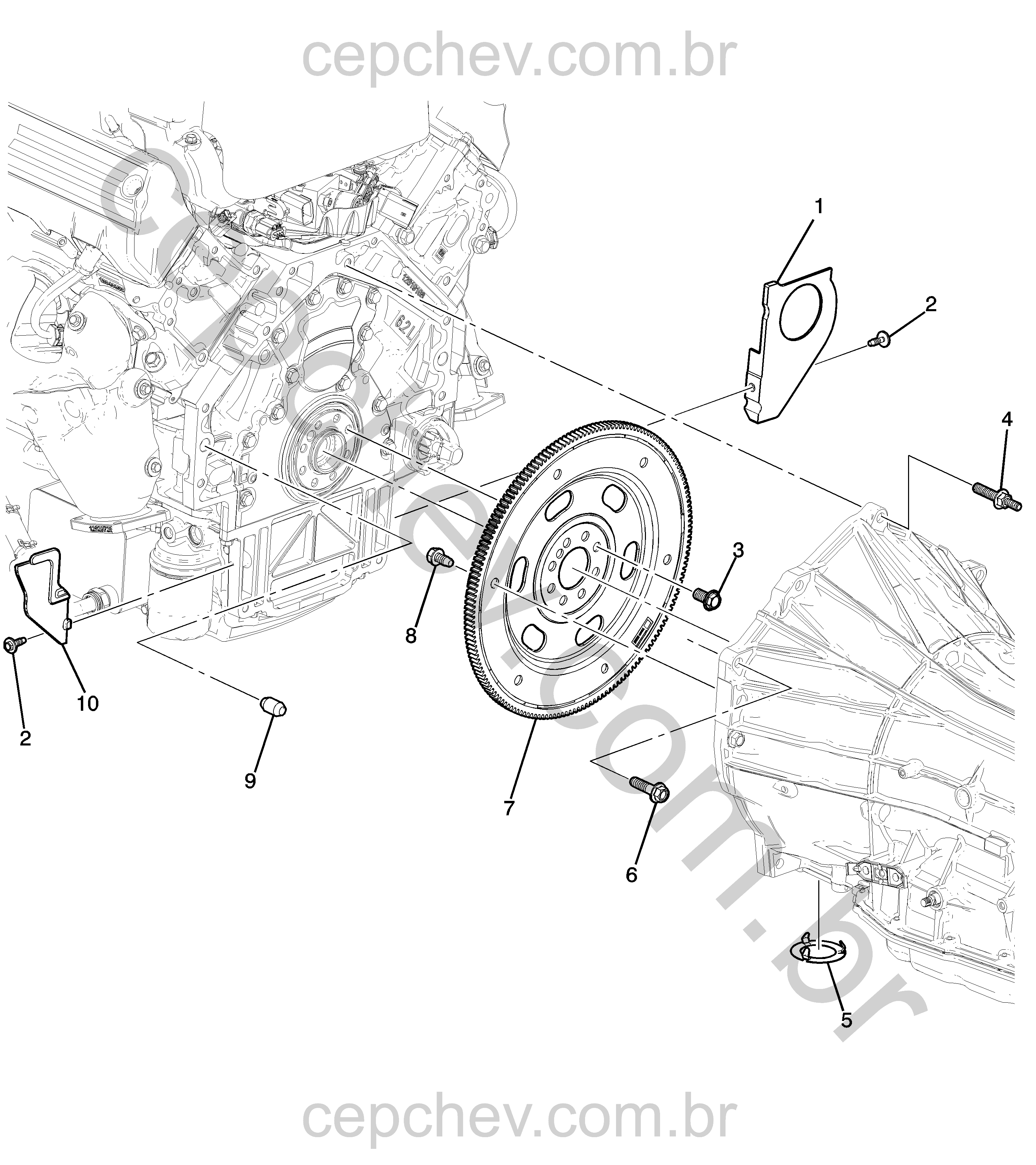Fixação do motor e transmissão automática LT4/6.2-6 (2017–2018)