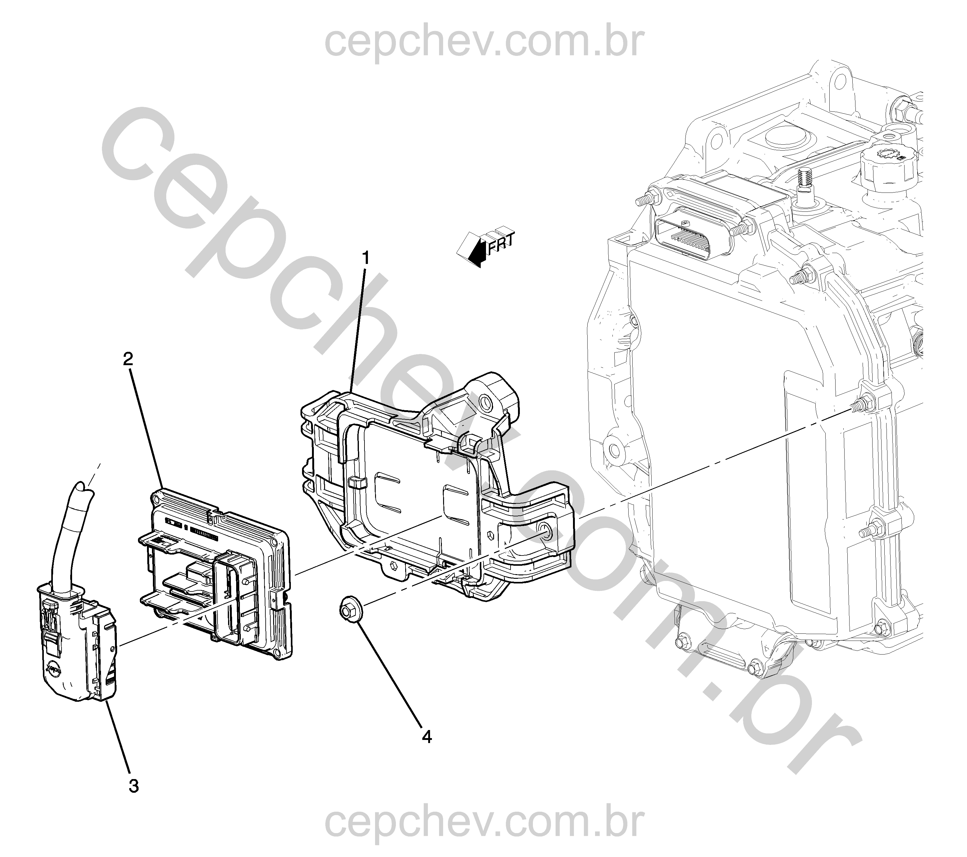 Módulo TCM automático (2018–2019) com suporte e chicote elétrico