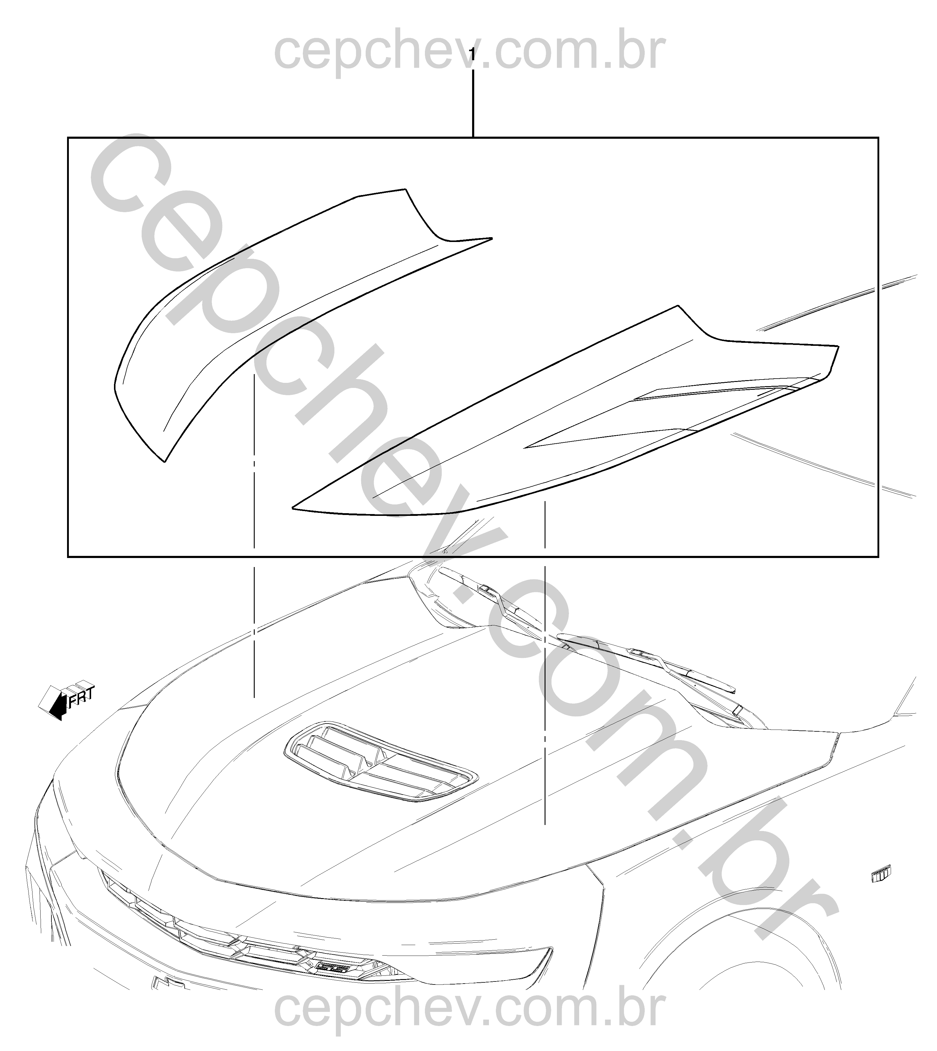 Pacote decalcomania para capô dianteiro (desenho 13, 15)