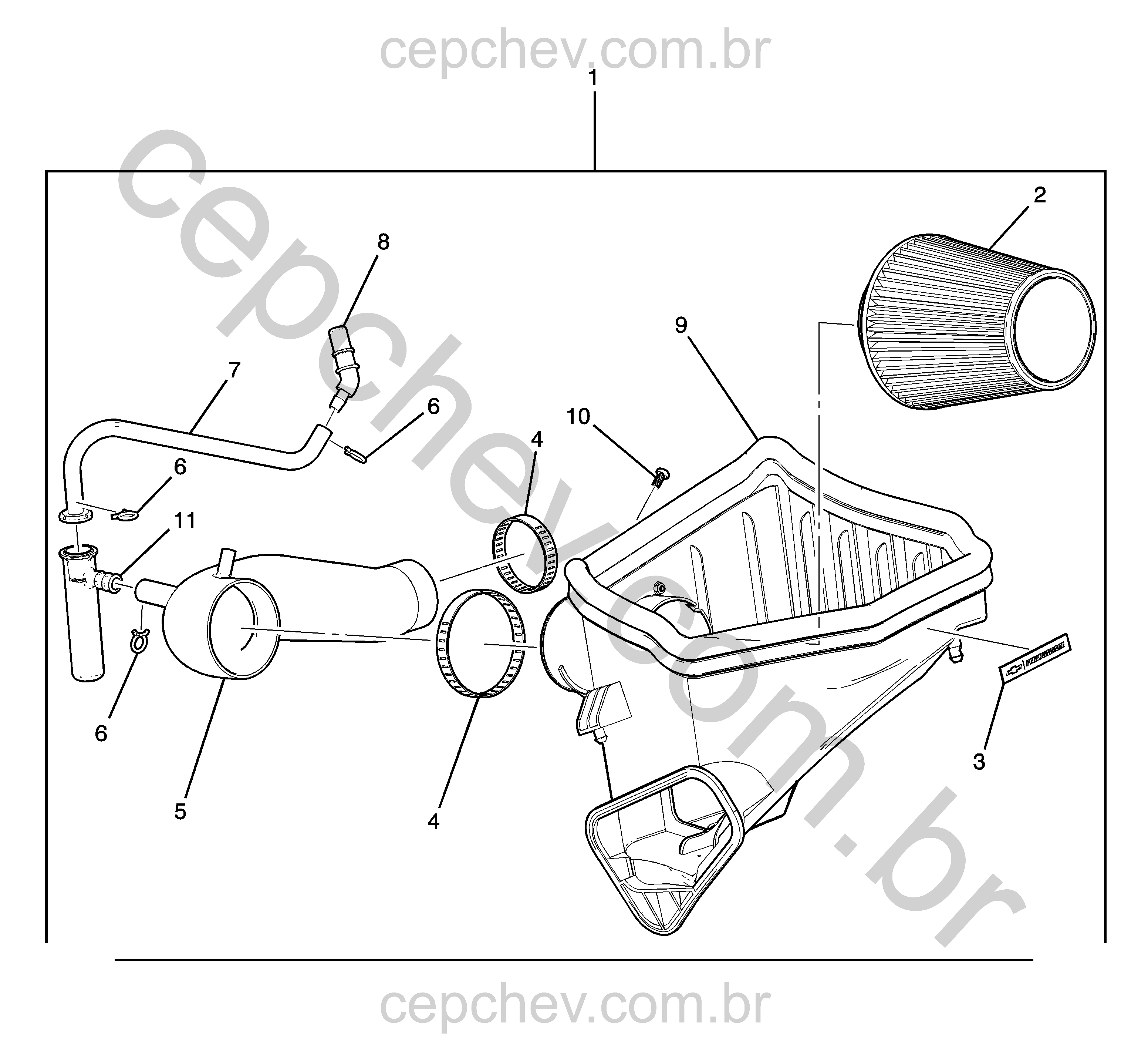 Kit limpador e sistema de ar com filtro e válvula de recirculação de gases