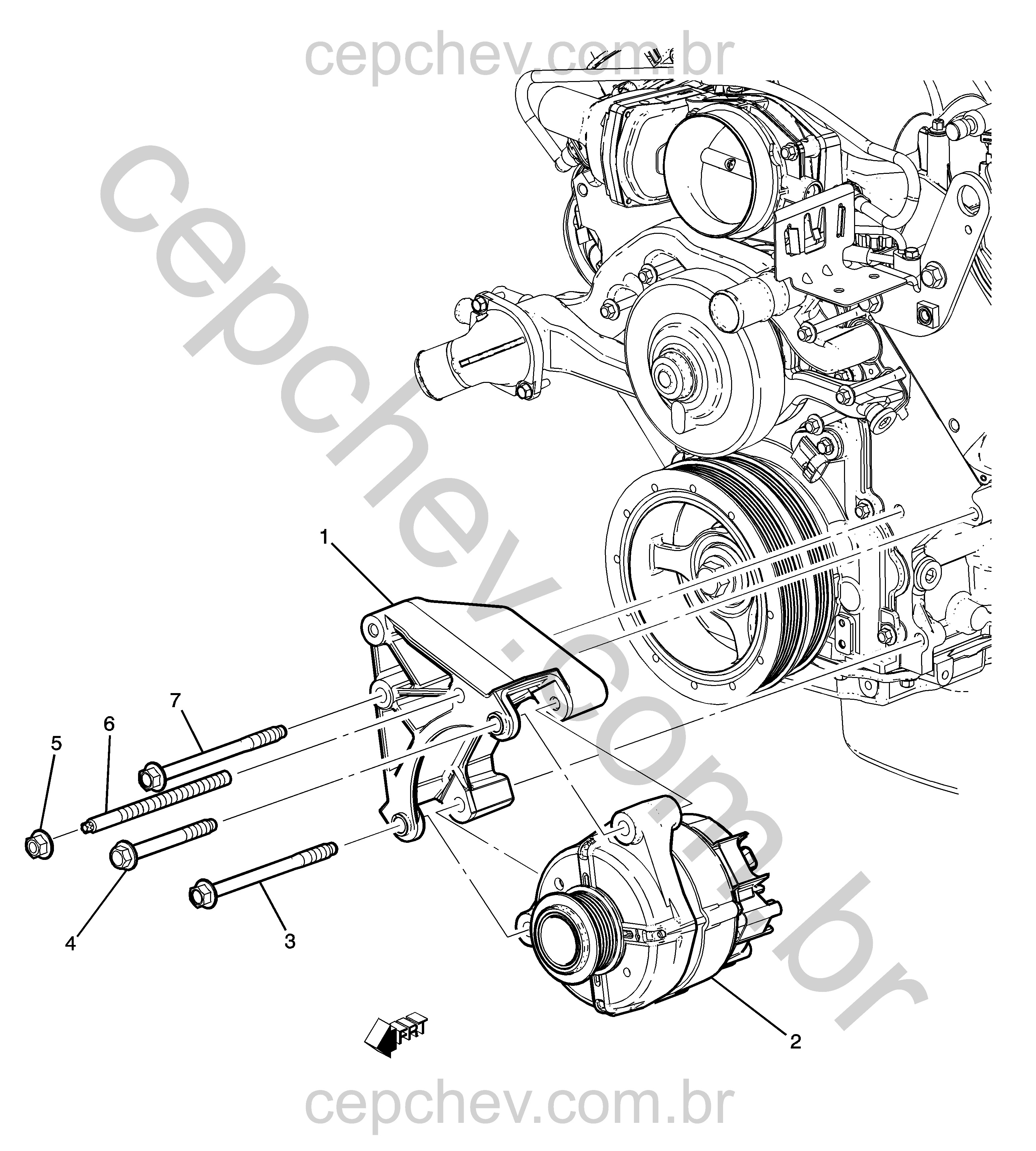 Fixação e suporte do alternador (L99/6.2J)