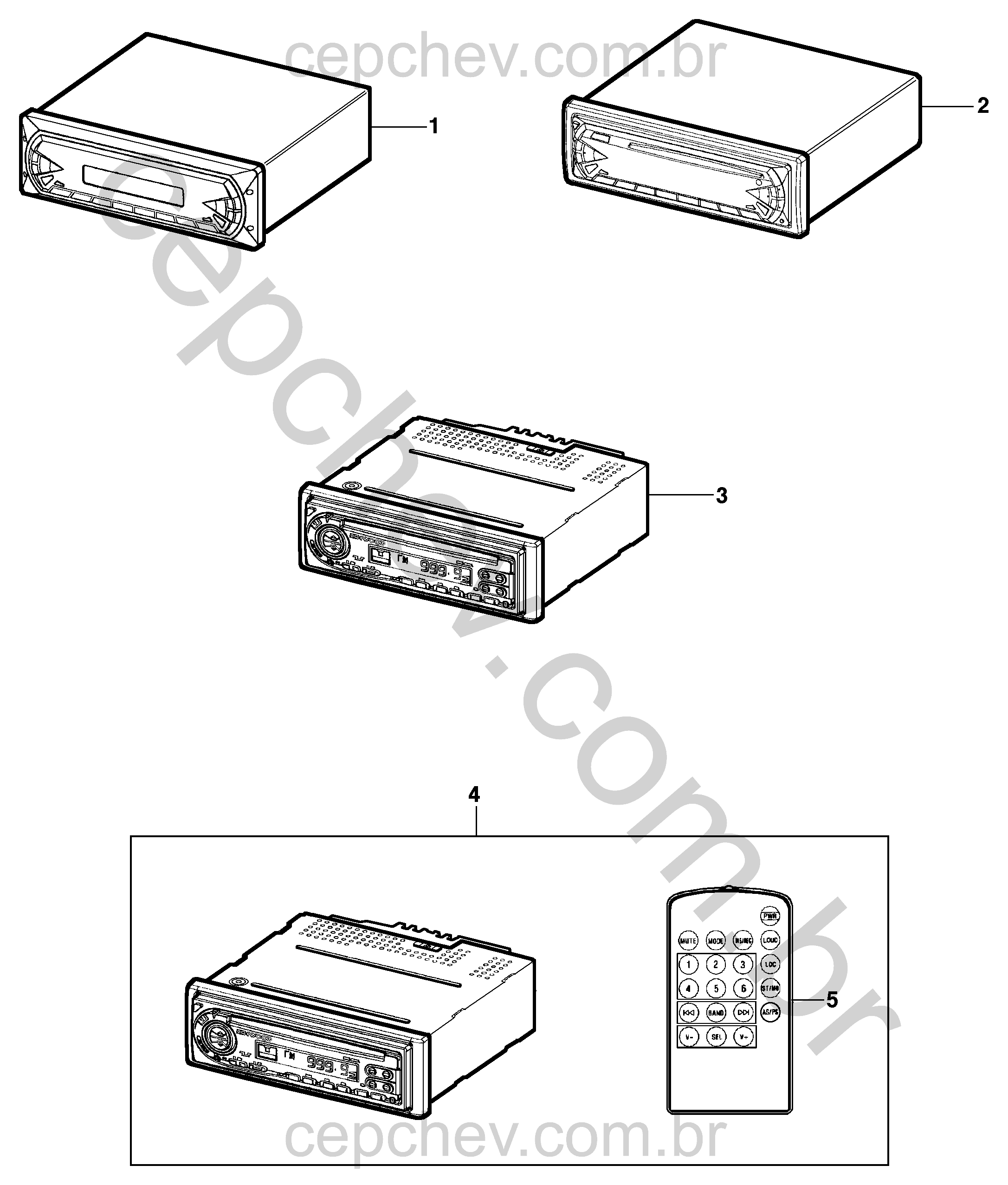 Sistema de áudio com rádio AM/FM, CD, MP3, USB e alto-falantes opcionais