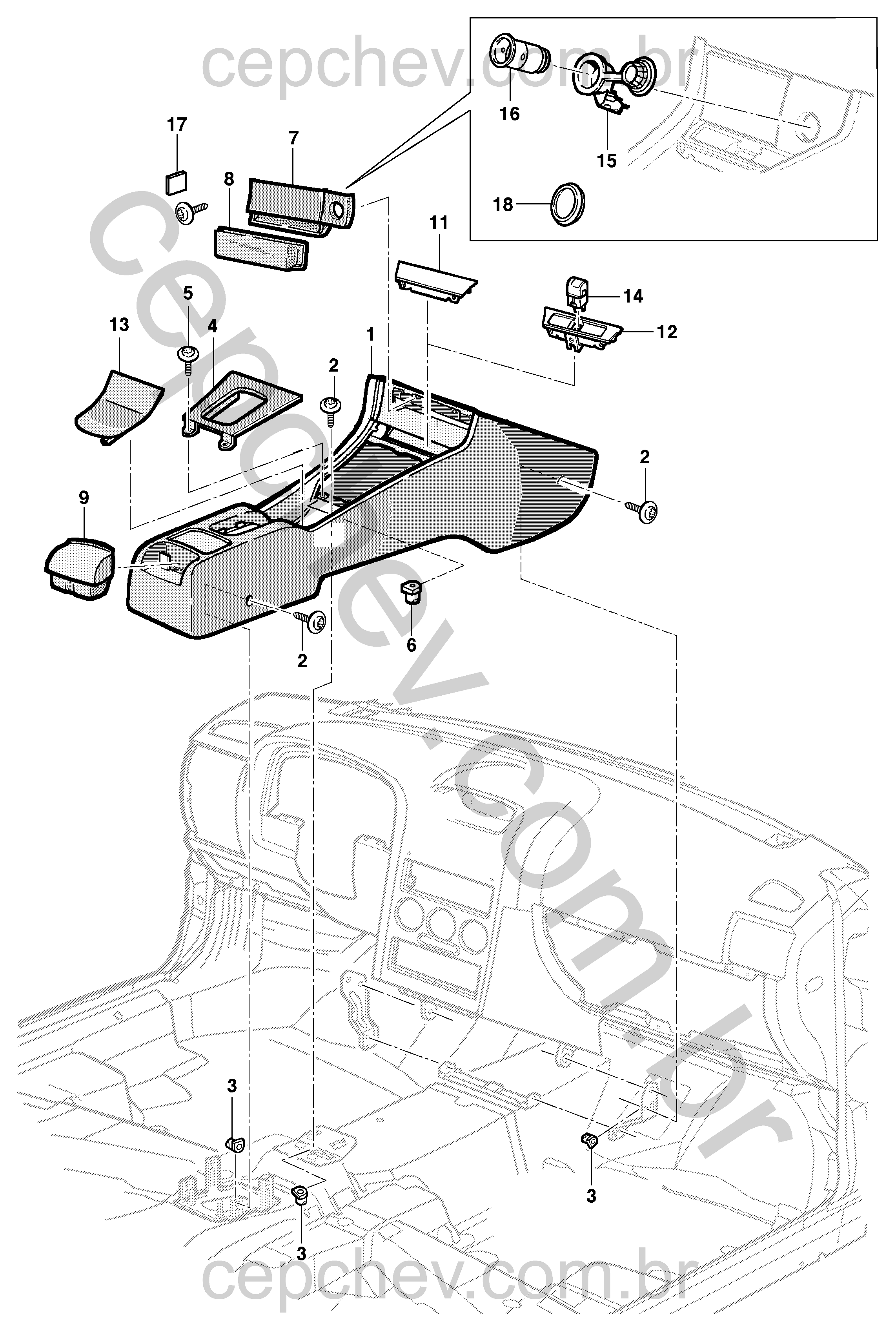 Console para hatch e sedan com acessórios e acabamento interno