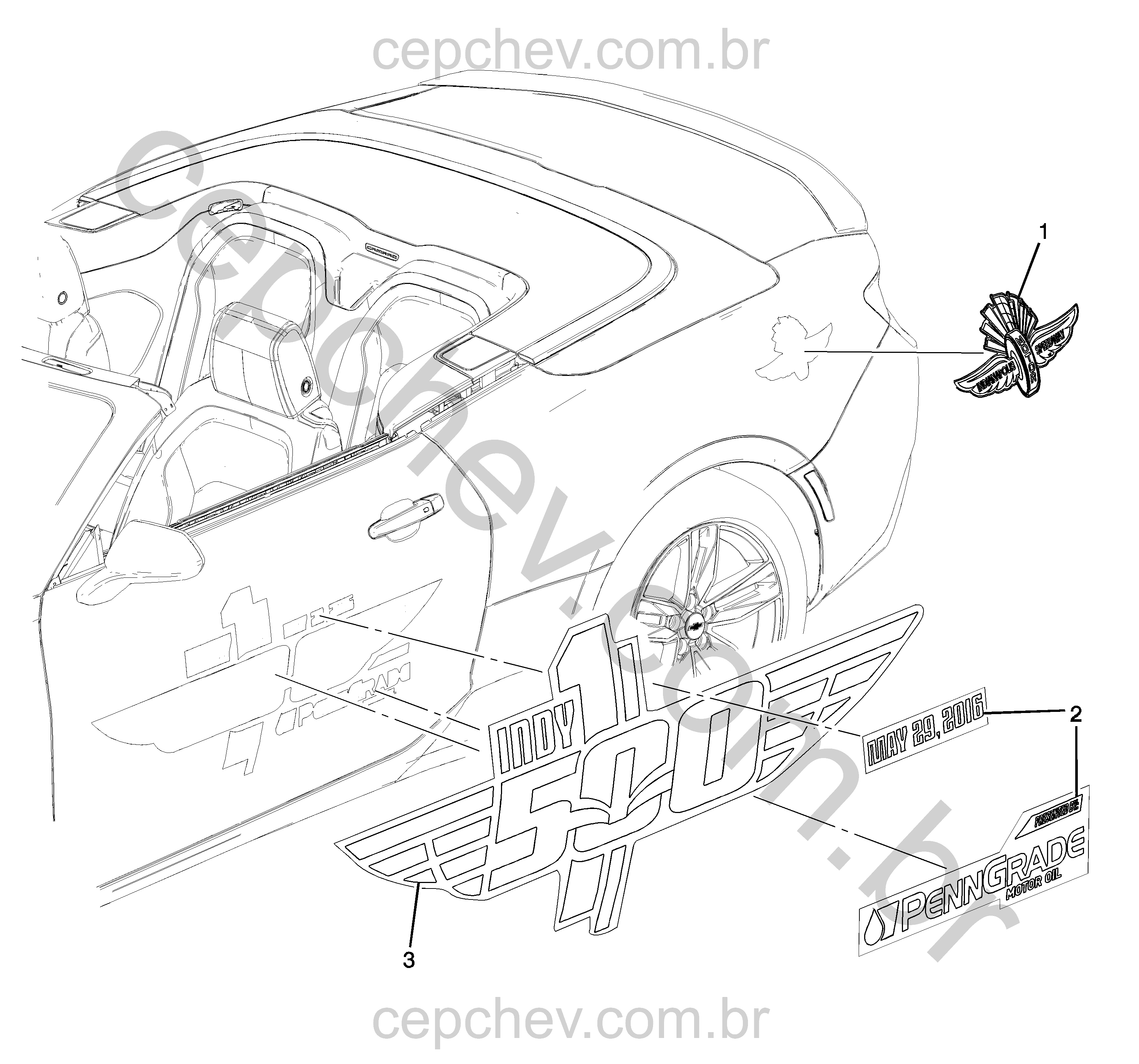 Decalques e peças da carroceria Indy Pace Car Z4Z