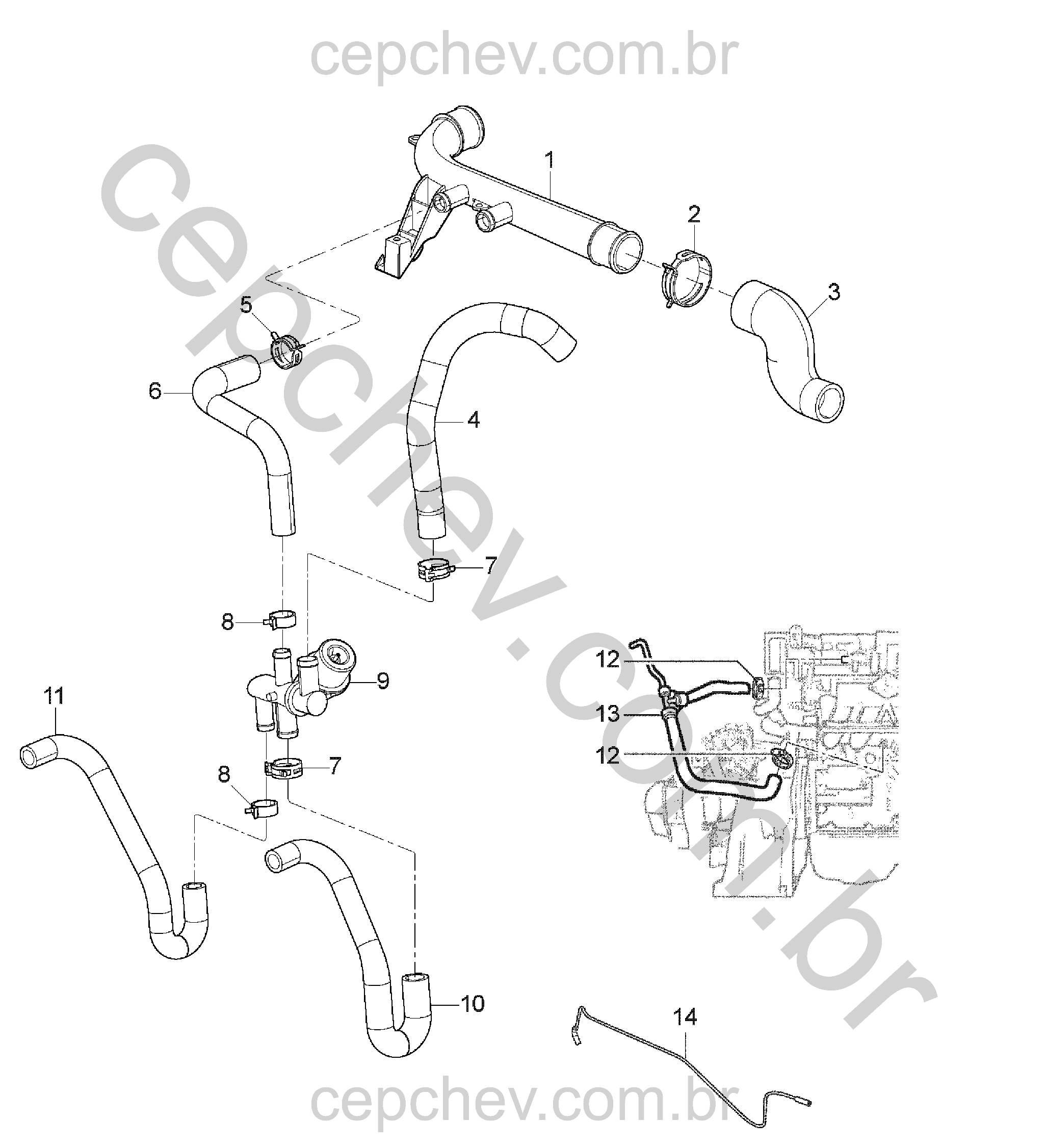 Sistema de arrefecimento do motor C60 (1998–2010) S19