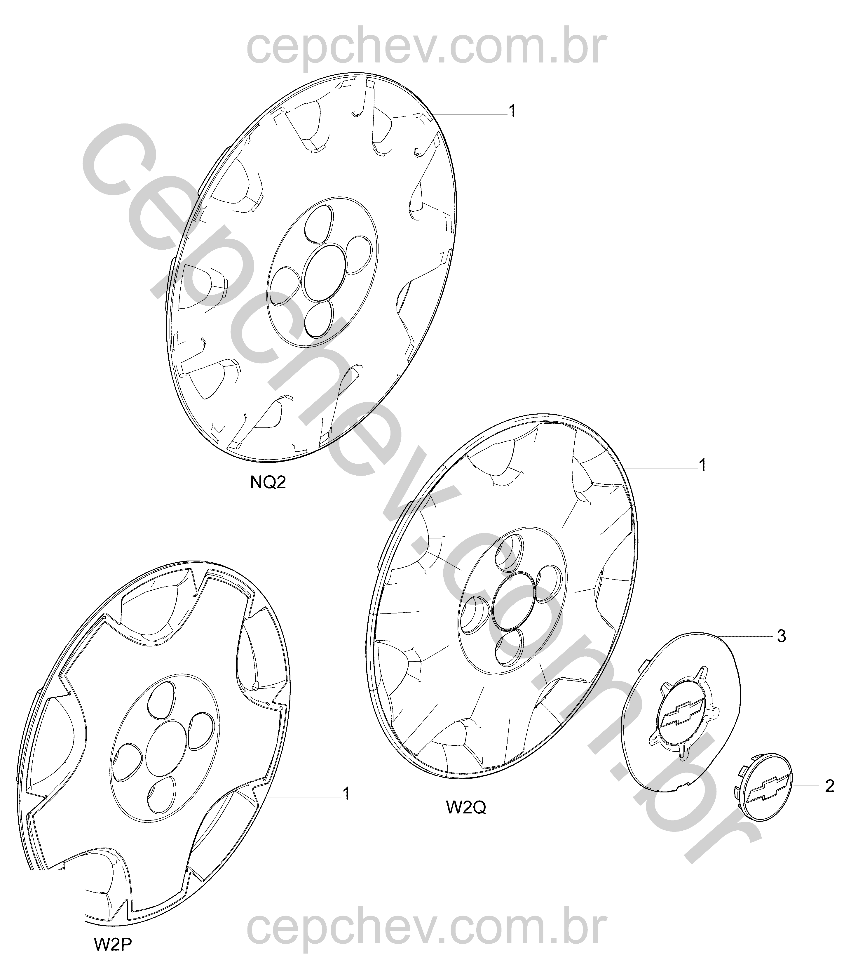 Rodas e tampas rodas (X88) com calotas e cubos variados