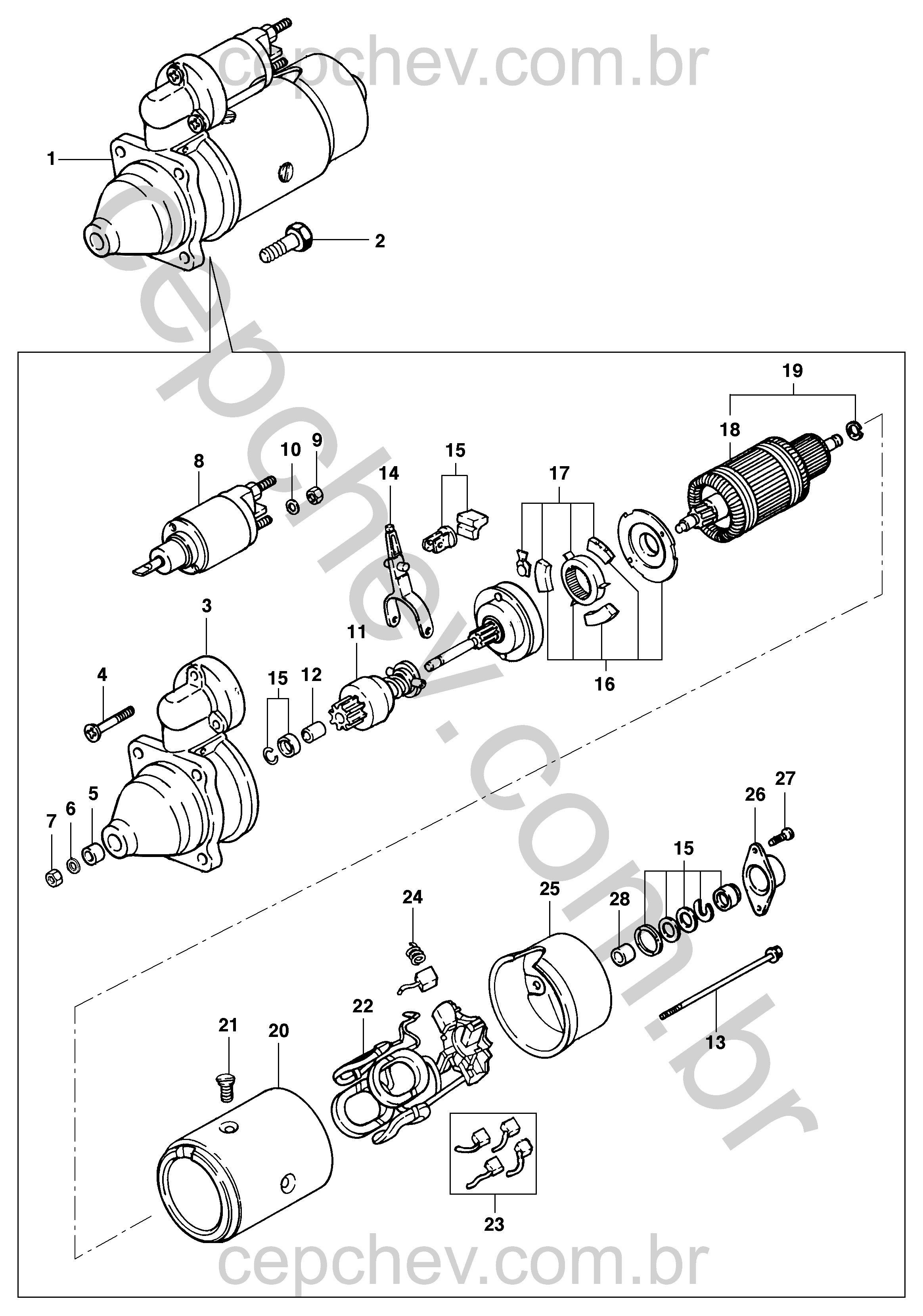 Motor de partida LK6 e componentes de reparo Bosch