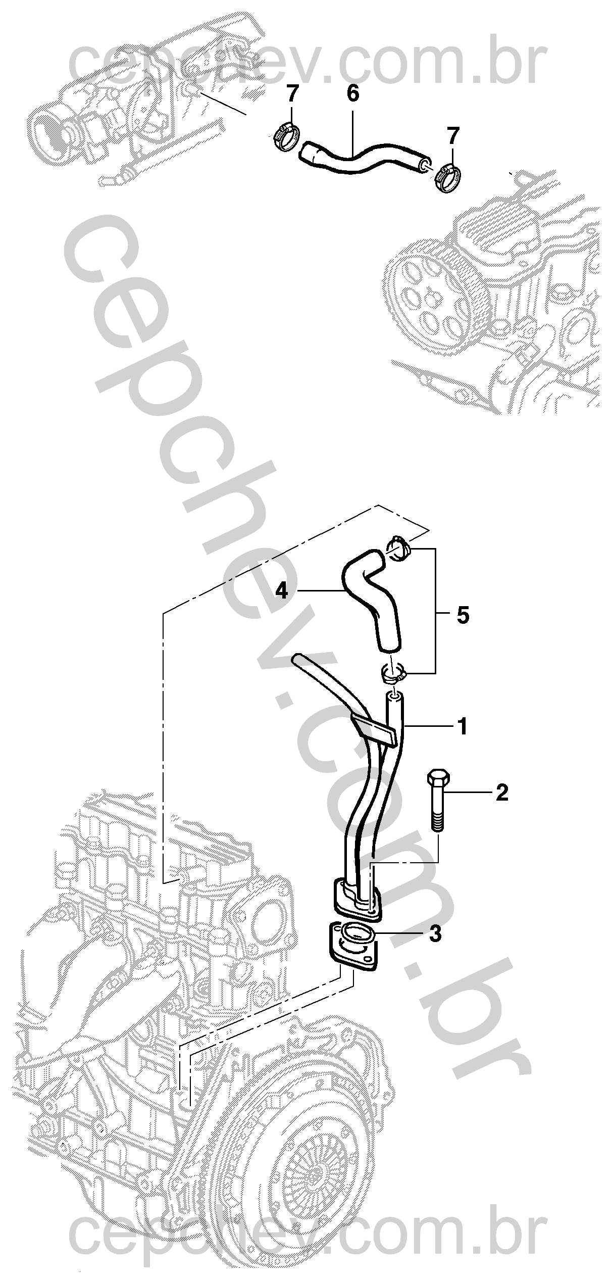 Conjunto motor 2.4L L4 ventilação positiva do cárter