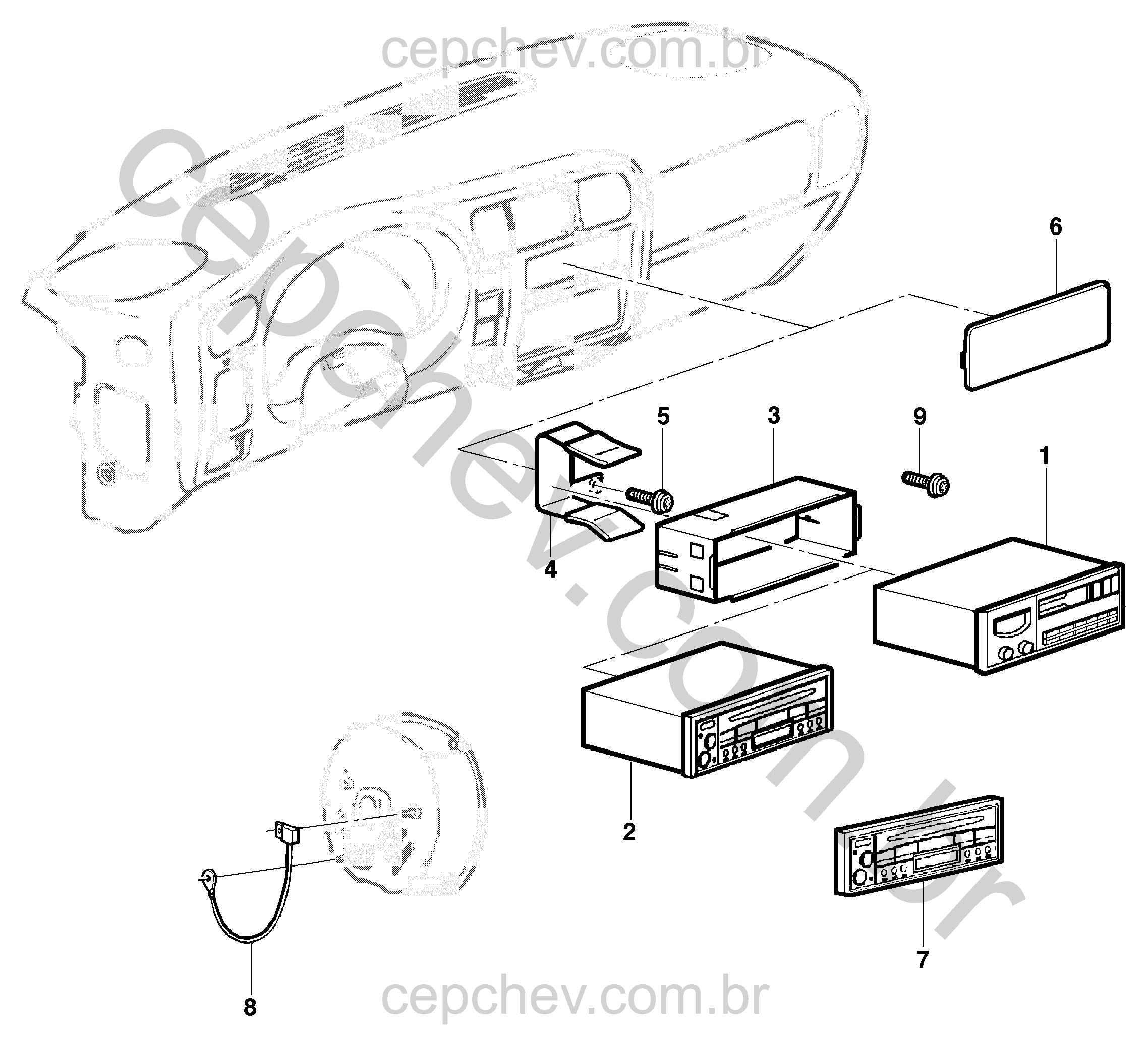 Rádio e som automotivo com CD, MP3, Bluetooth, USB e entrada auxiliar