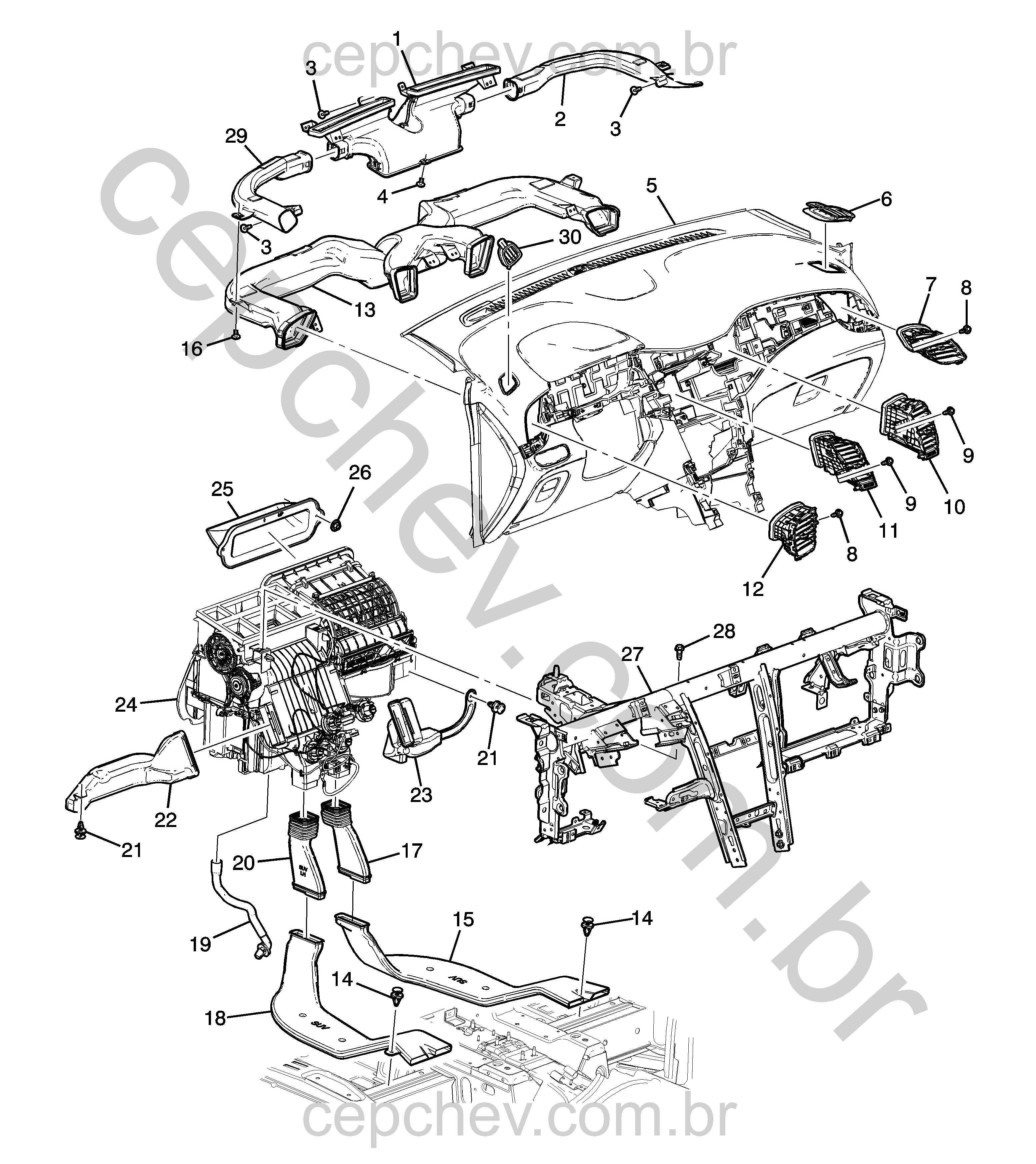 Sistema de distribuição de ar do ar-condicionado (2017–2020) JB, JC76