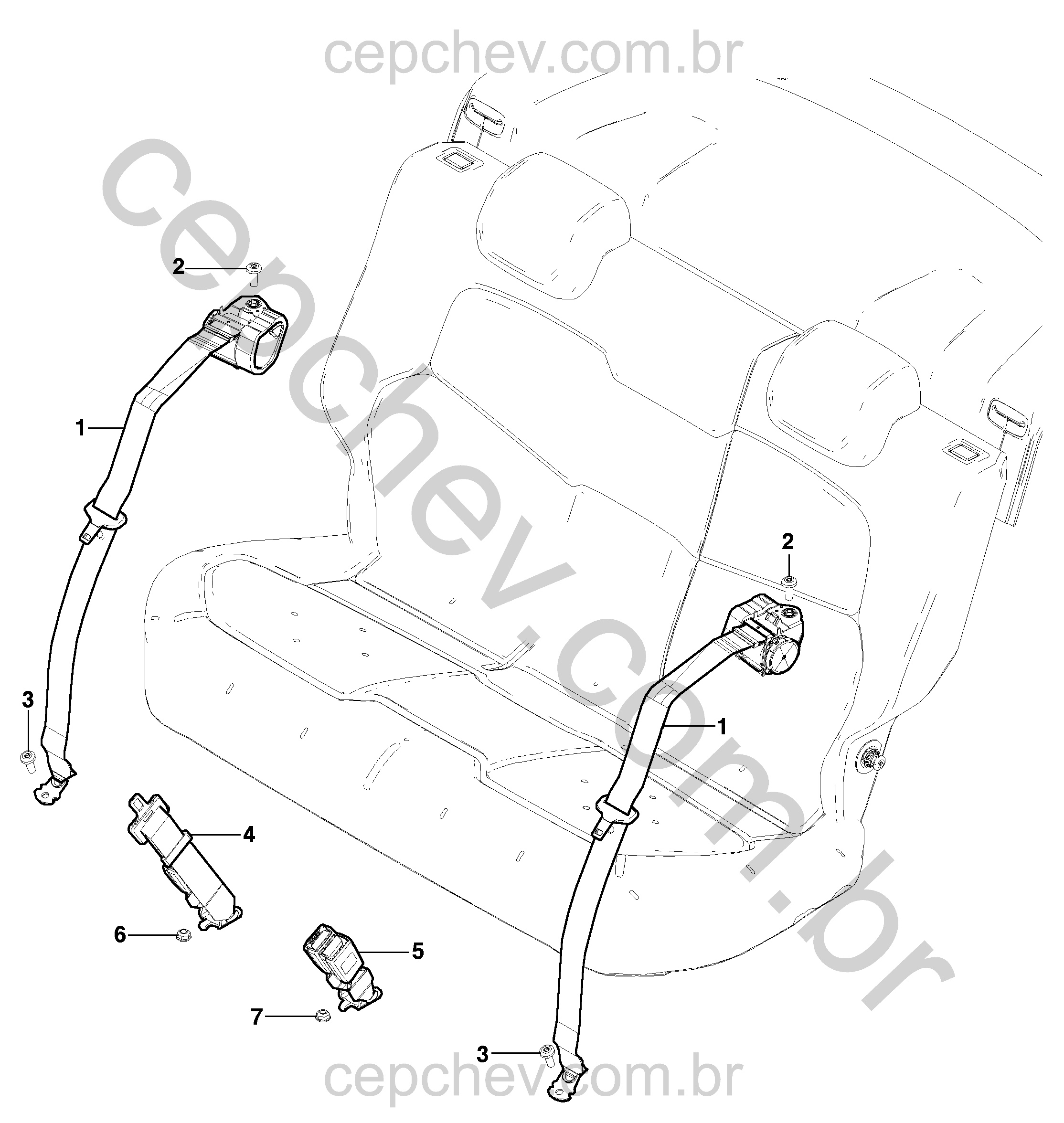 Cintos de segurança traseiros e kits para banco traseiro (AWB)