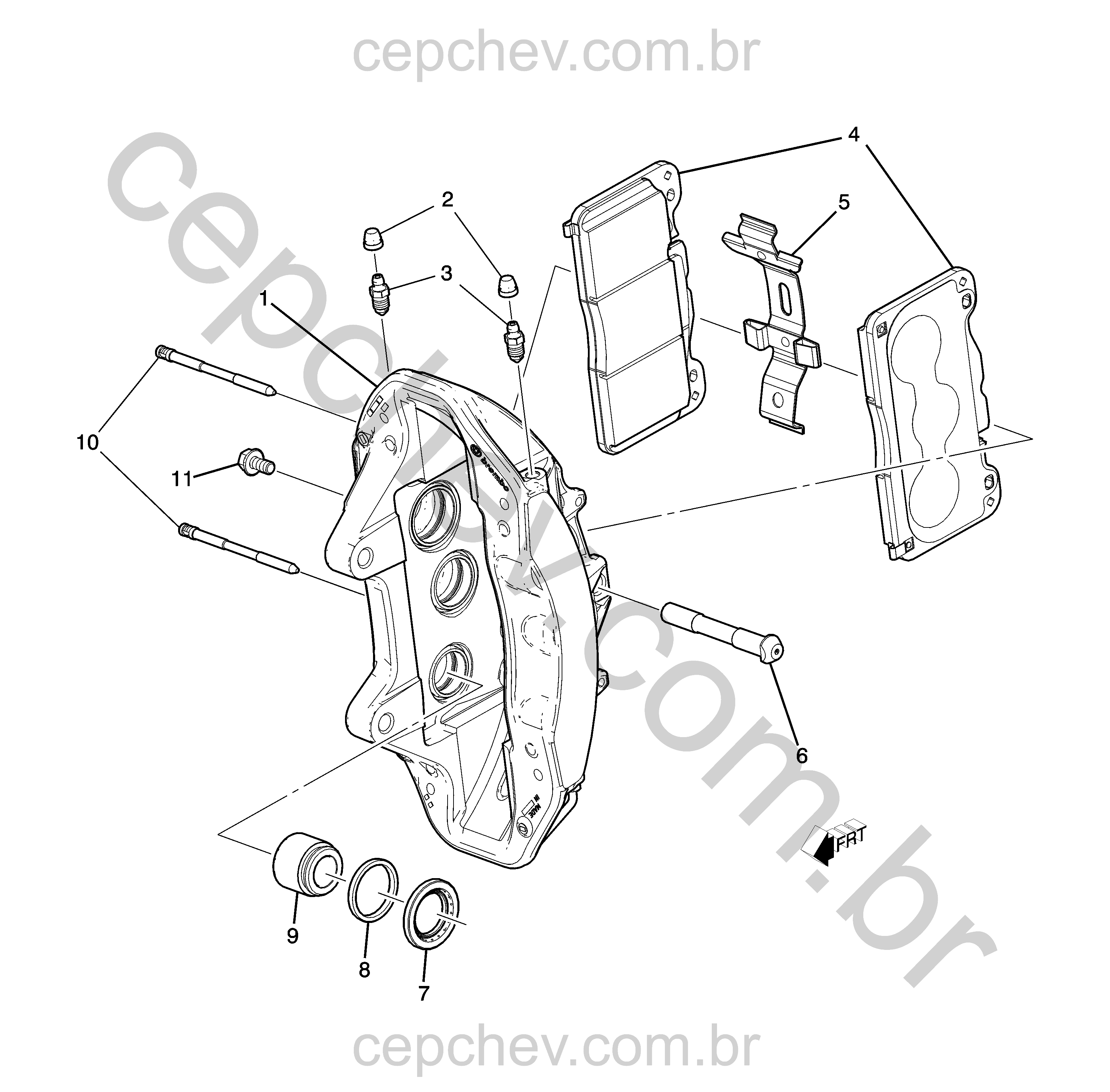 Pinça de freio dianteira para freio trabalho pesado (2022–2024) AJ, AK, AL