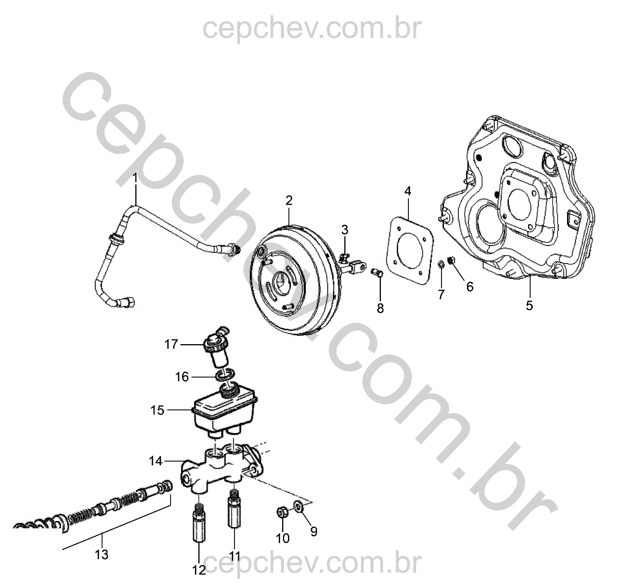 Servomotor e cilindro mestre do freio (2001–2005) J41