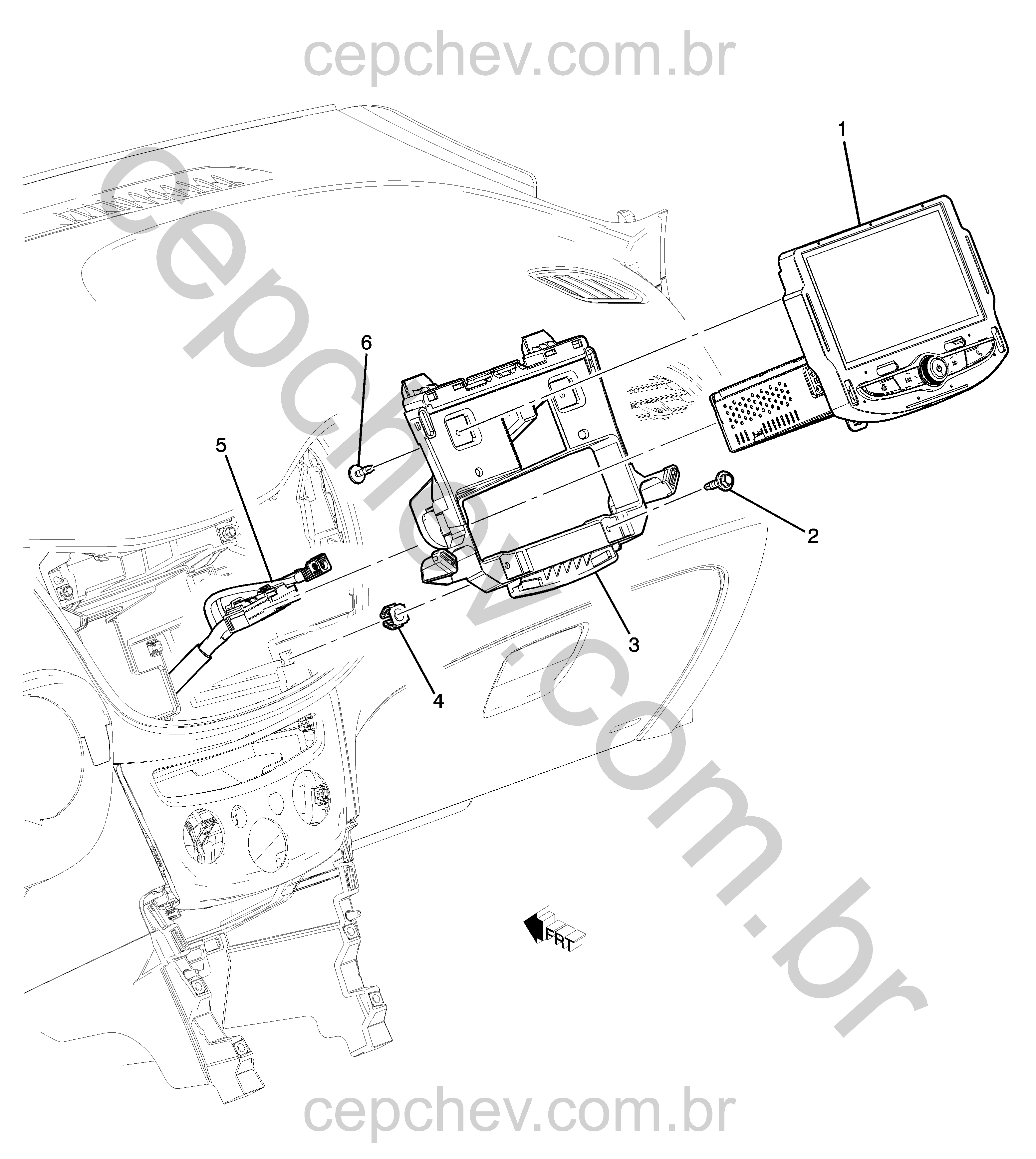 Fixação e suporte para rádio, receptor, controle e fiação do painel