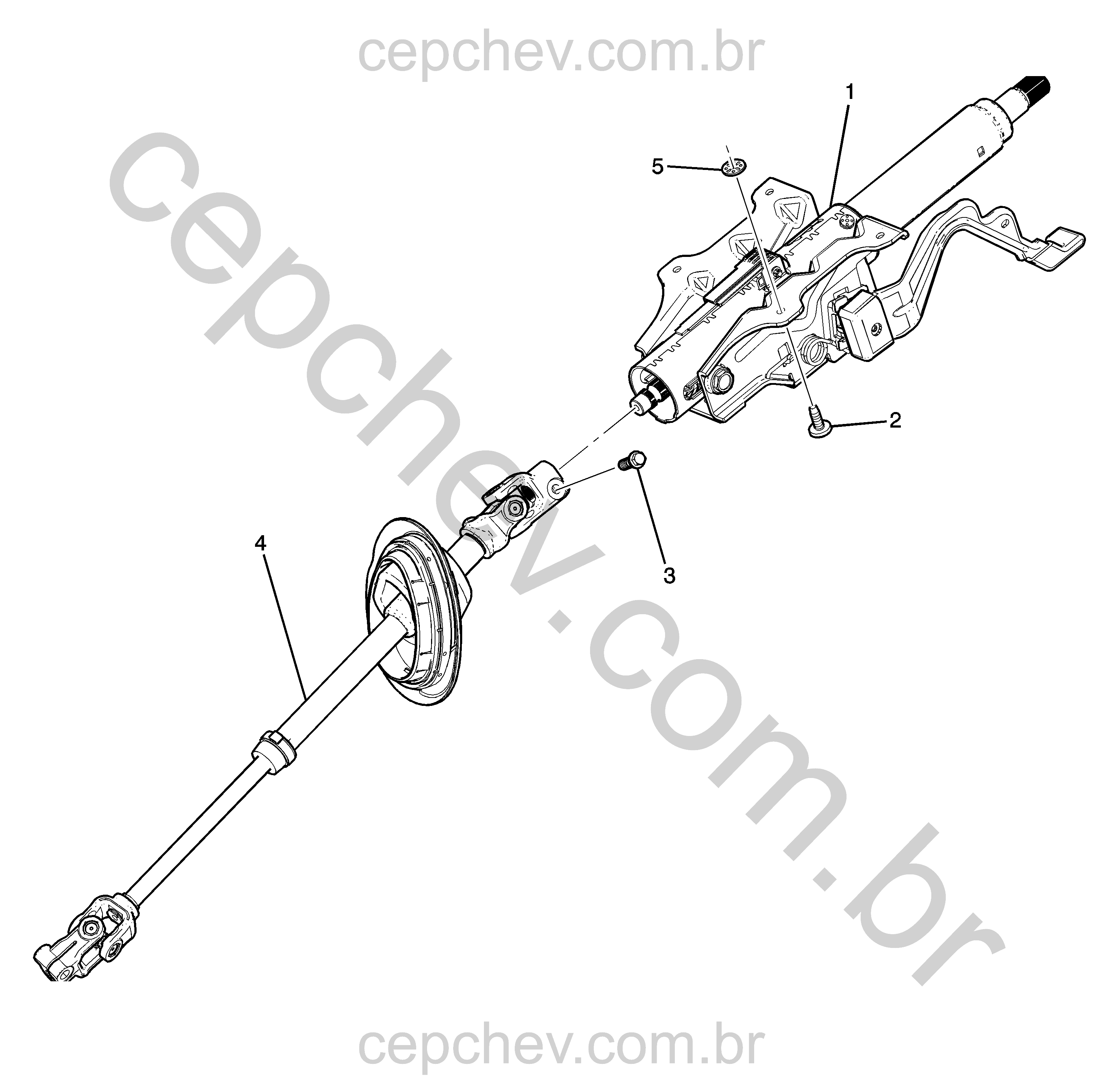Coluna e eixo de direção com parafusos e kit de suporte superior