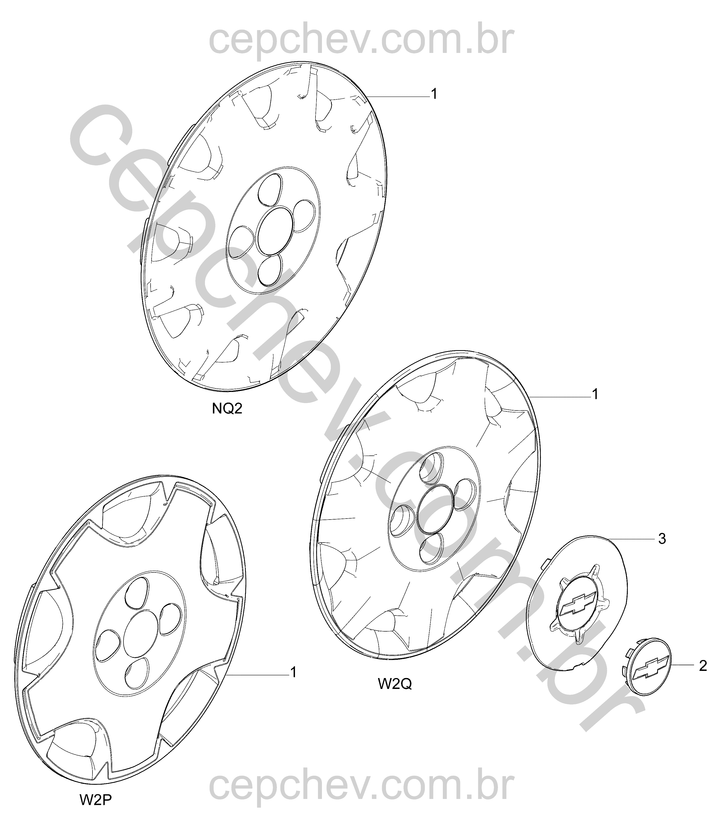 Rodas e tampas rodas (X88) com calotas e cubos variados
