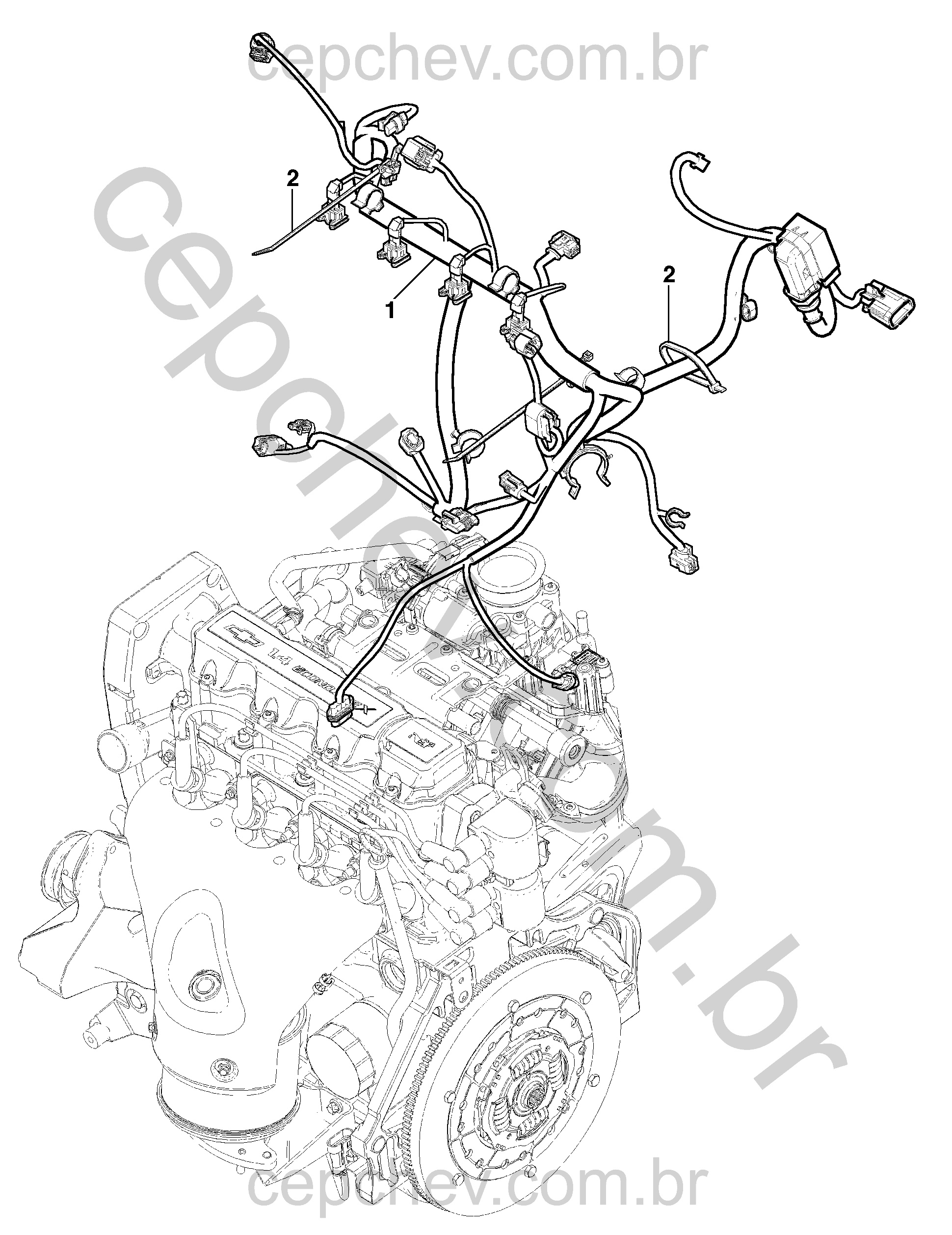 Chicote e fiação do motor (LHD)