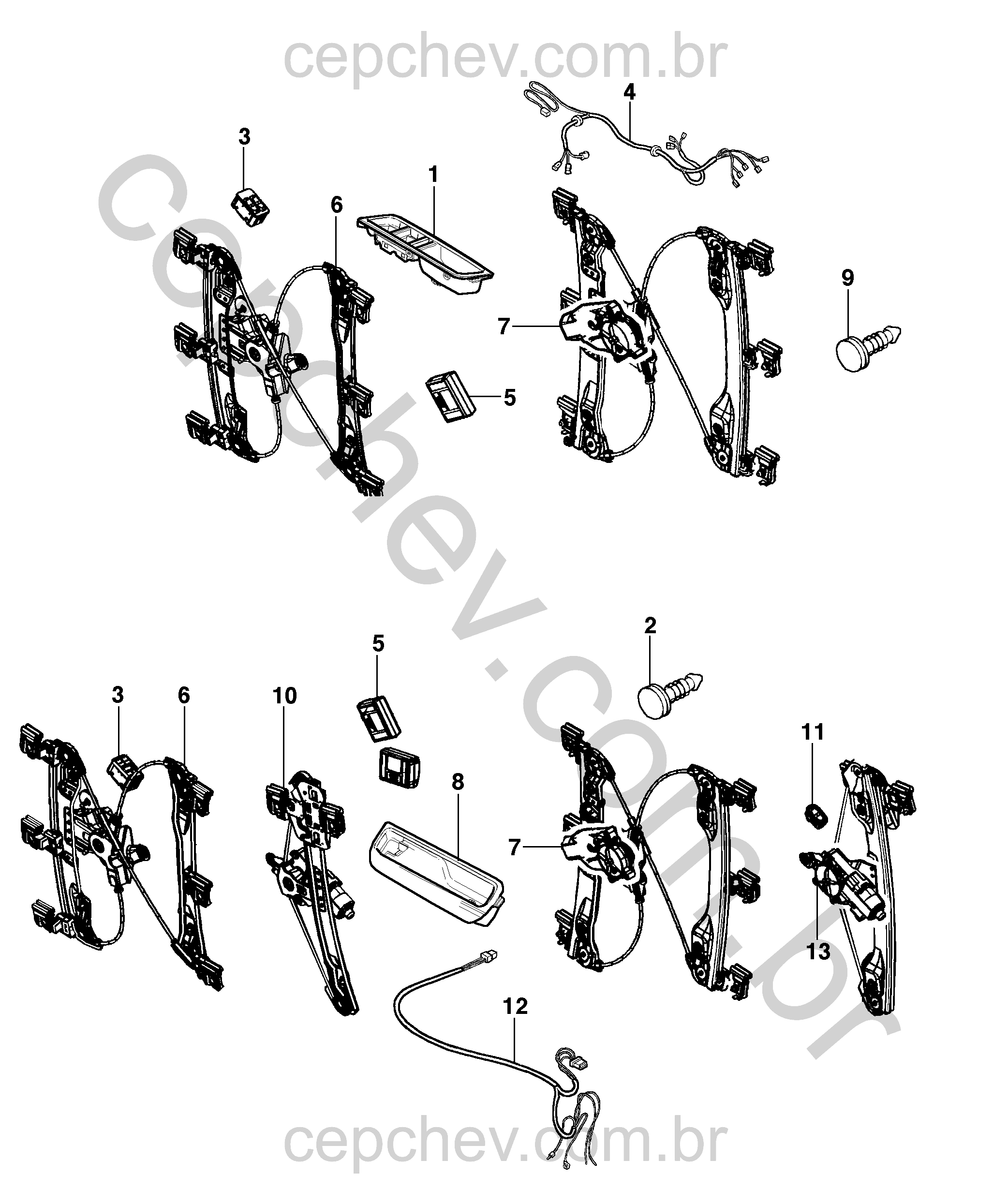 Pacote acessórios para vidros elétricos (2013–2020) JP69